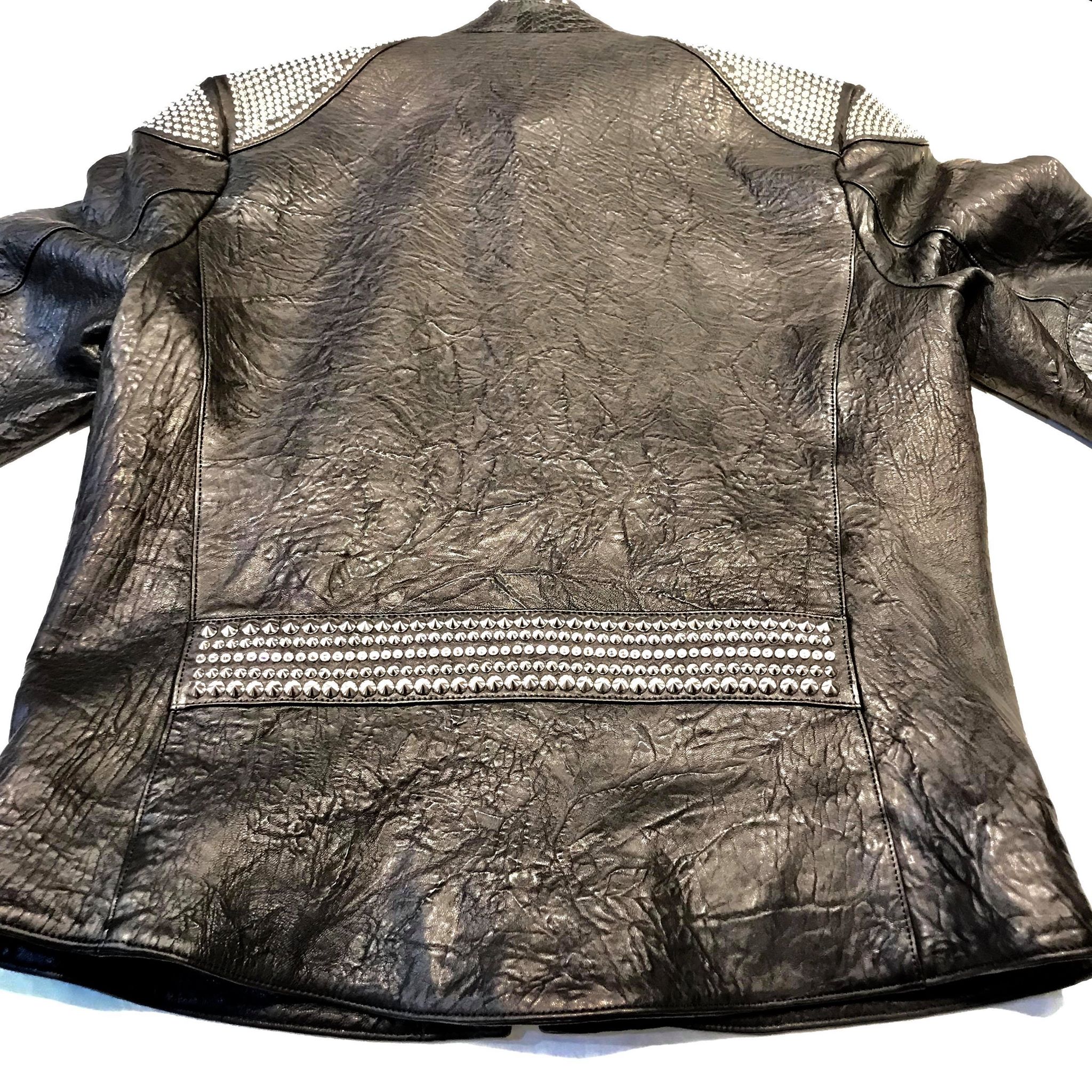 Kashani Alligator Studded Swarovski Lambskin Bomber Jacket - Image 13
