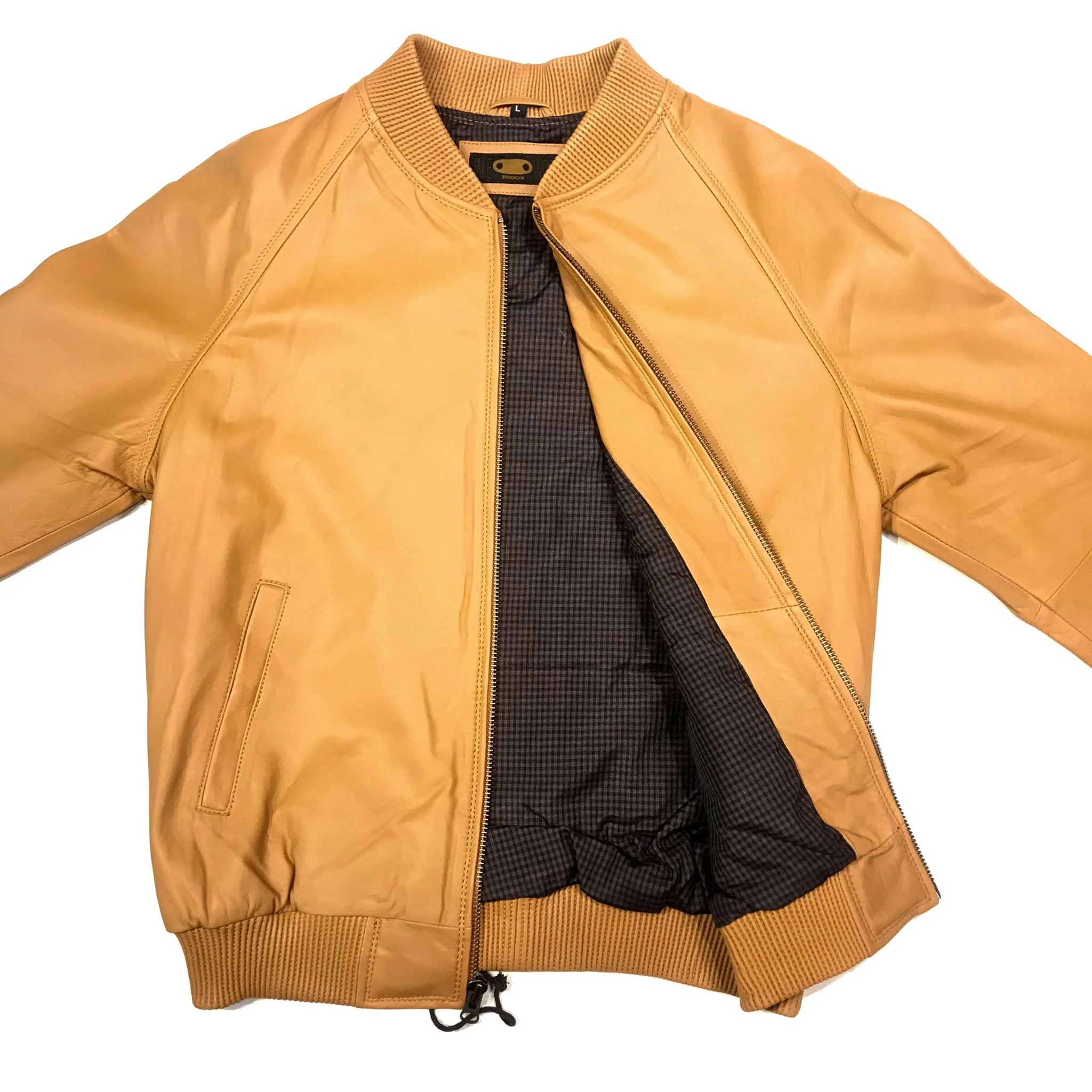 Kashani Beige Naked Lambskin Bomber Jacket - Image 4