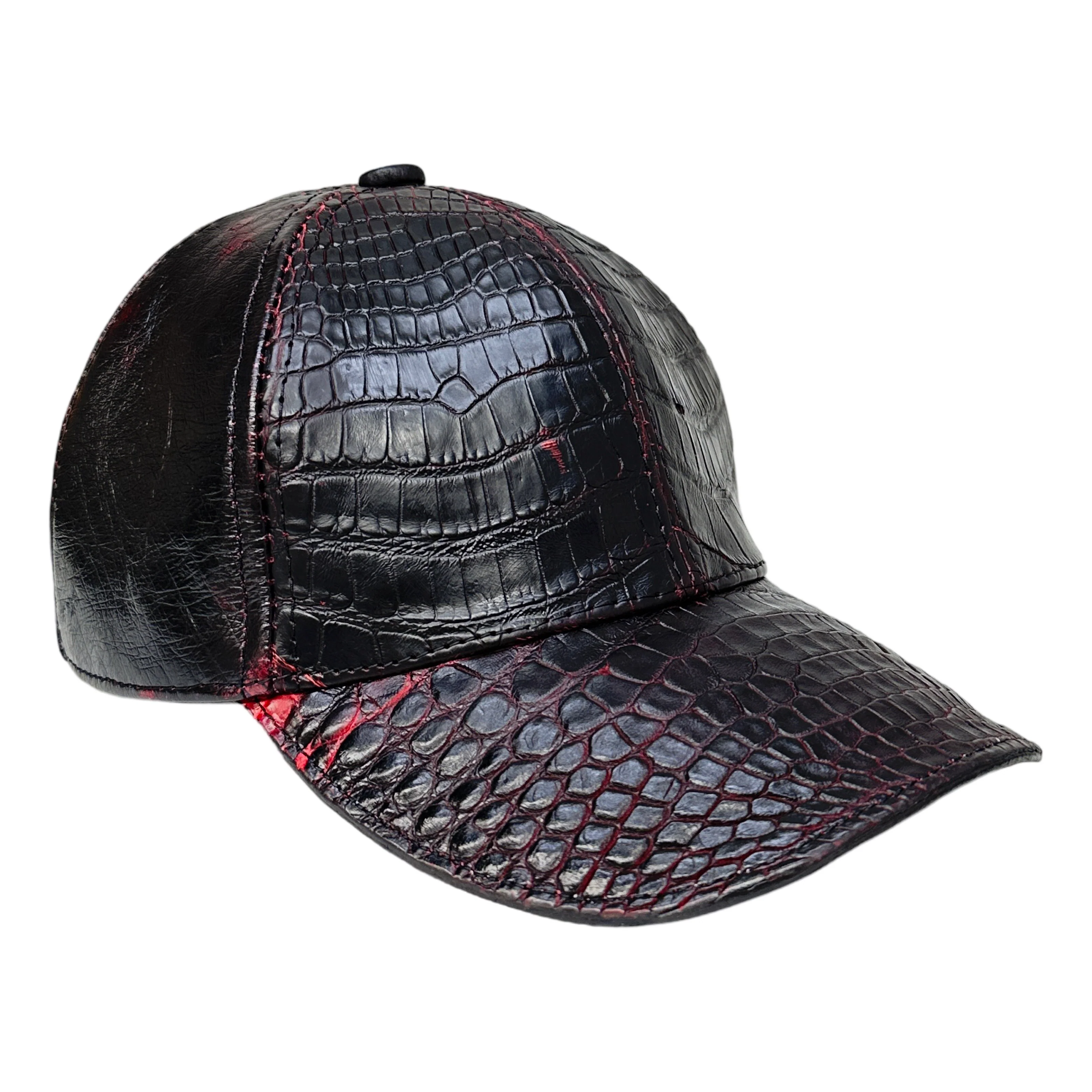 Kashani Black Cherry Alligator / Ostrich Quill Baseball Cap - Image 2