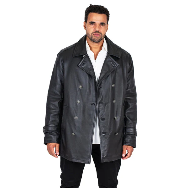 Kashani Black Double Breasted Lambskin 3/4 Trench Coat - Image 6