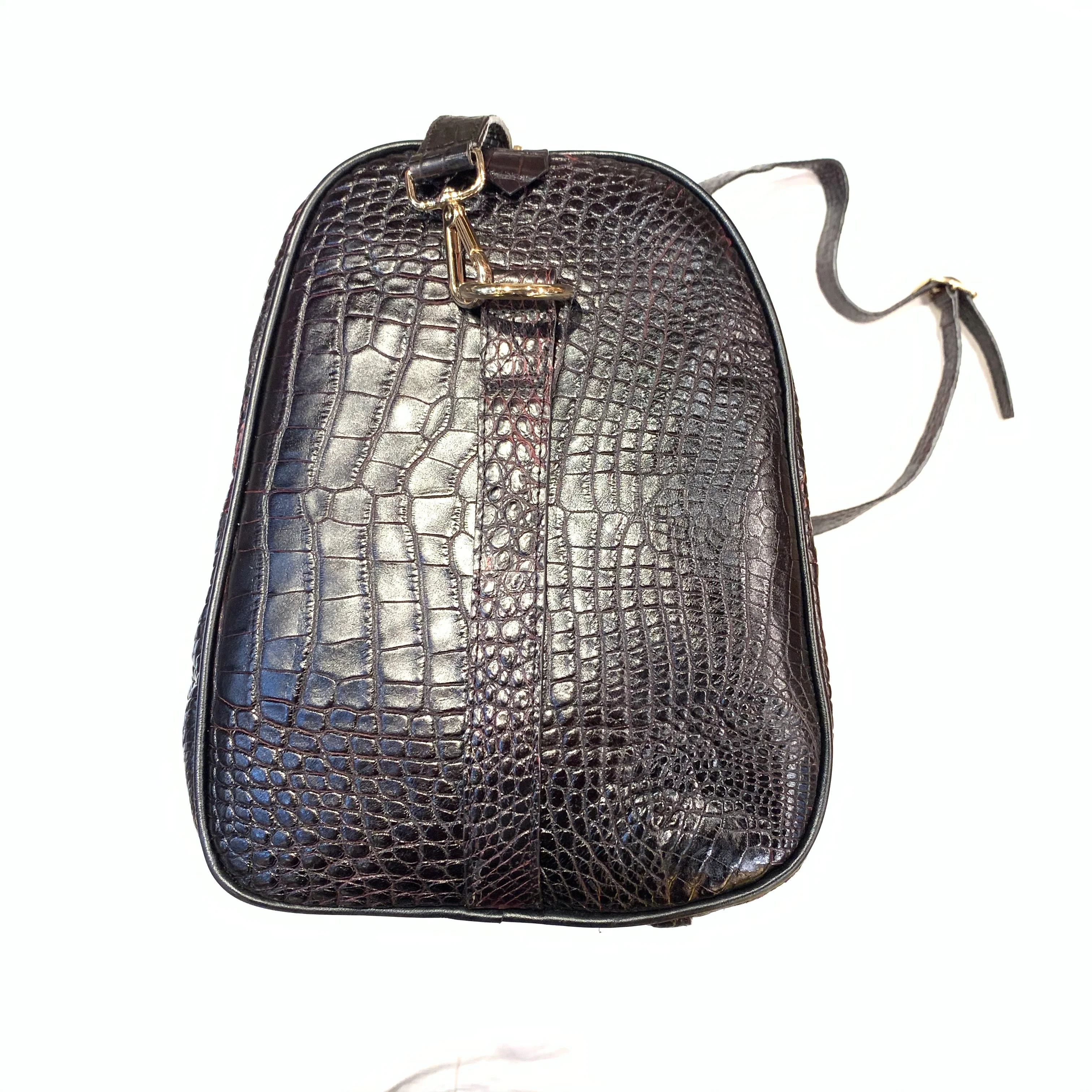 Kashani Black Cherry Full Alligator Body Duffle Bag - Image 5