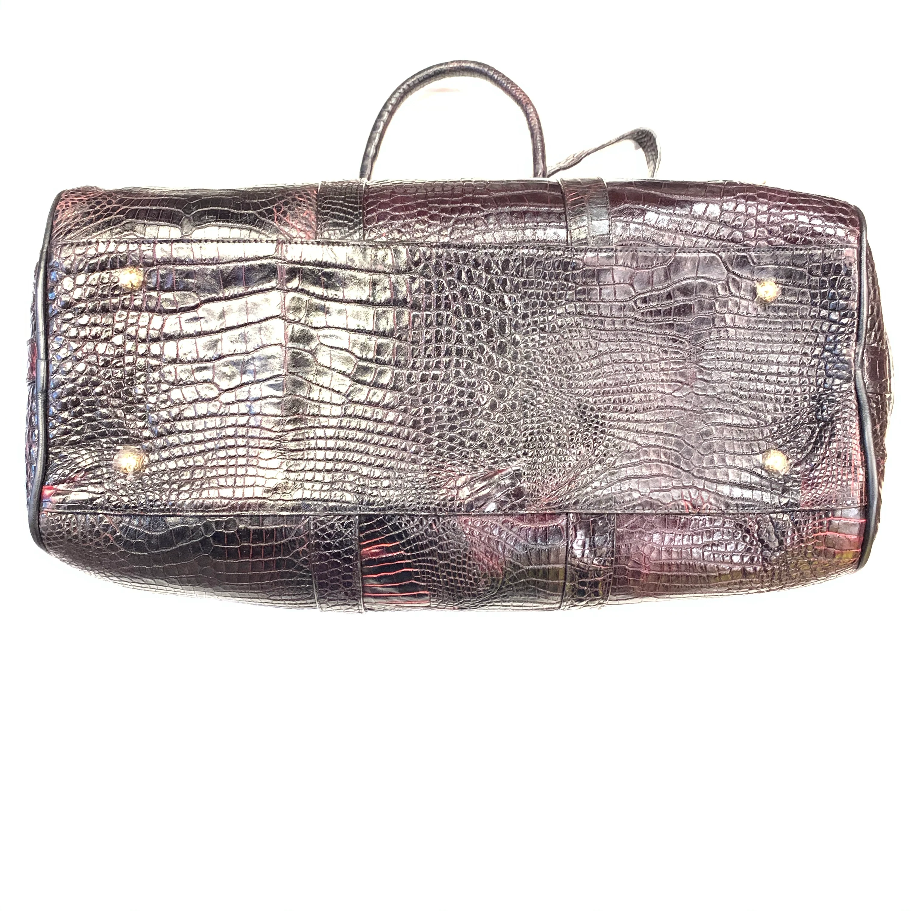 Kashani Black Cherry Full Alligator Body Duffle Bag - Image 6