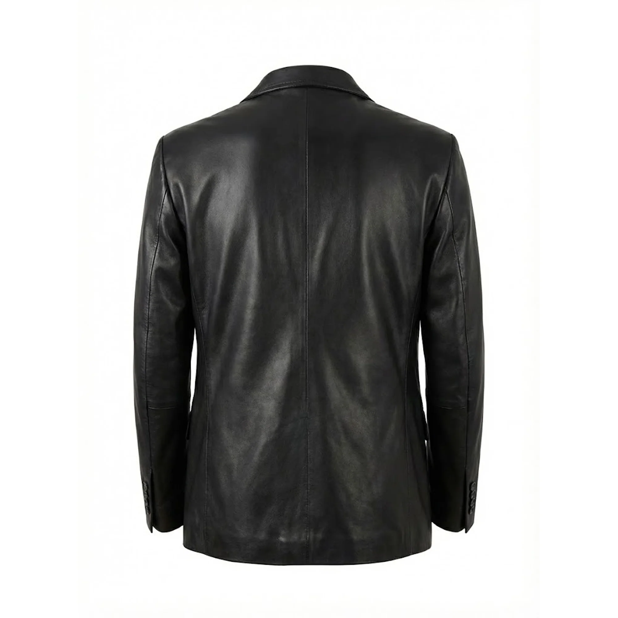 Kashani Black Hand Stitch Lambskin Leather Blazer - Image 2