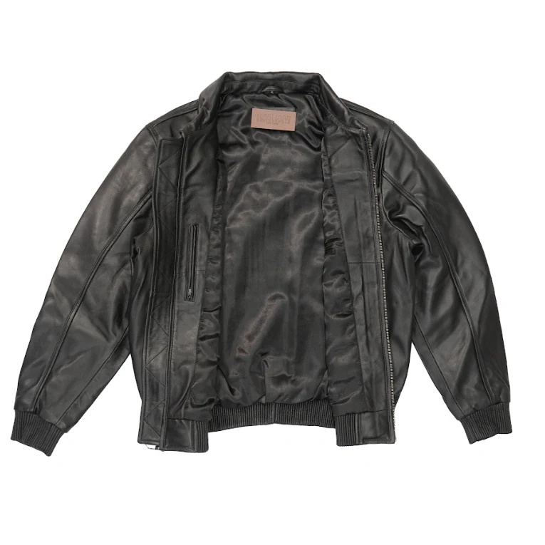 Kashani Black Lambskin Bomber Jacket - Image 2