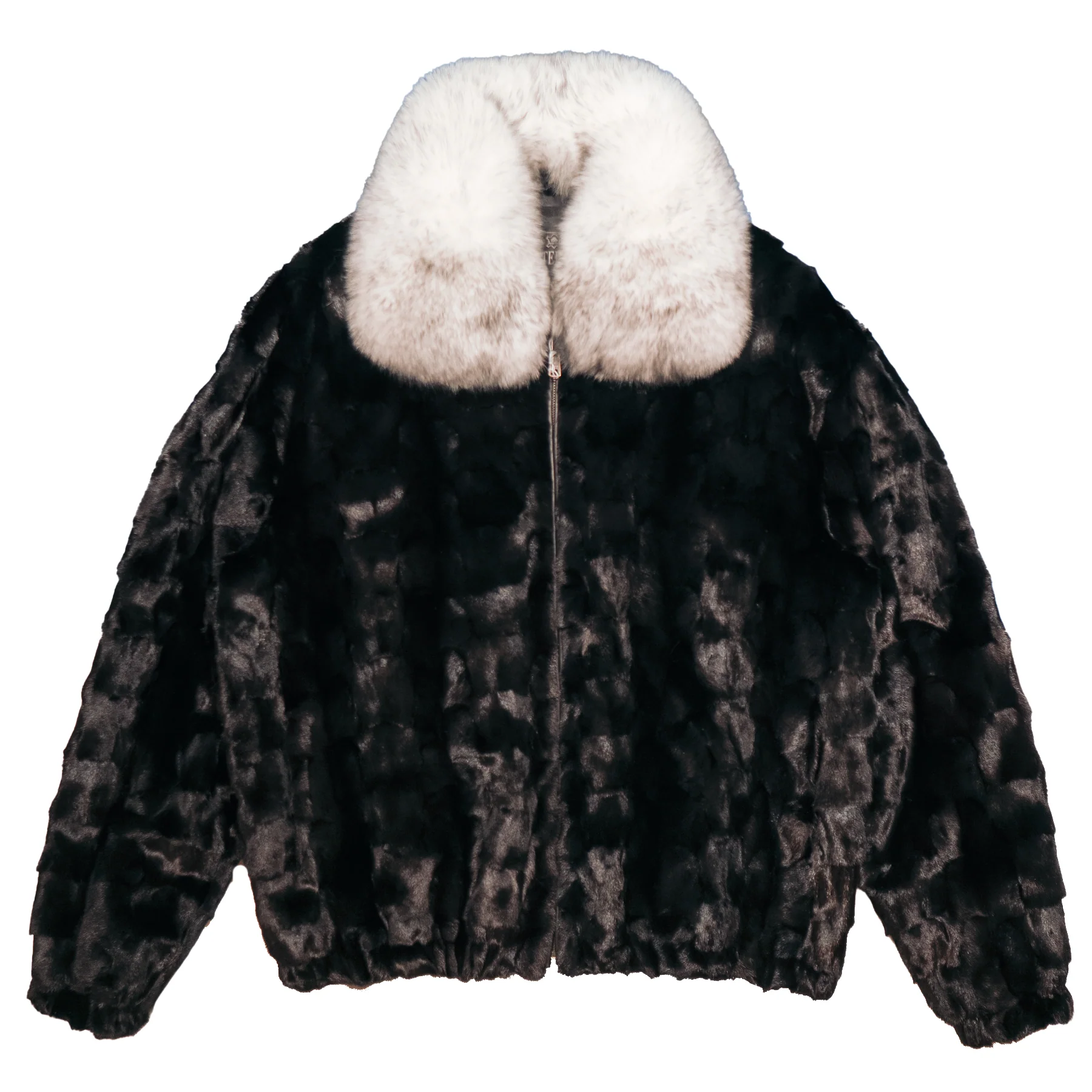Kashani Black Mink Bomber Jacket with Natural Arctic Fox Collar - Image 2