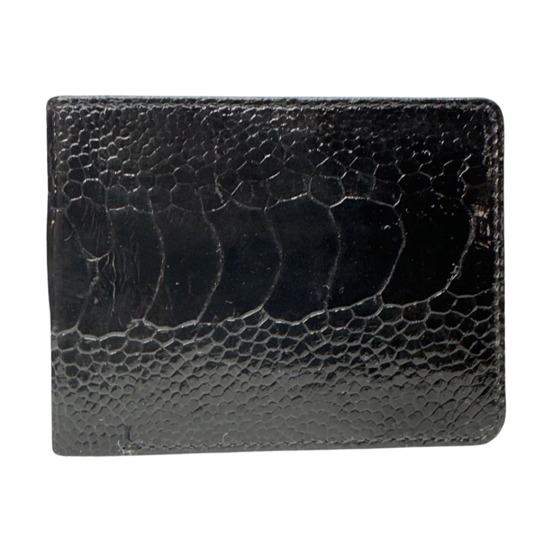 Kashani Black Ostrich Leg Bi-Fold Wallet
