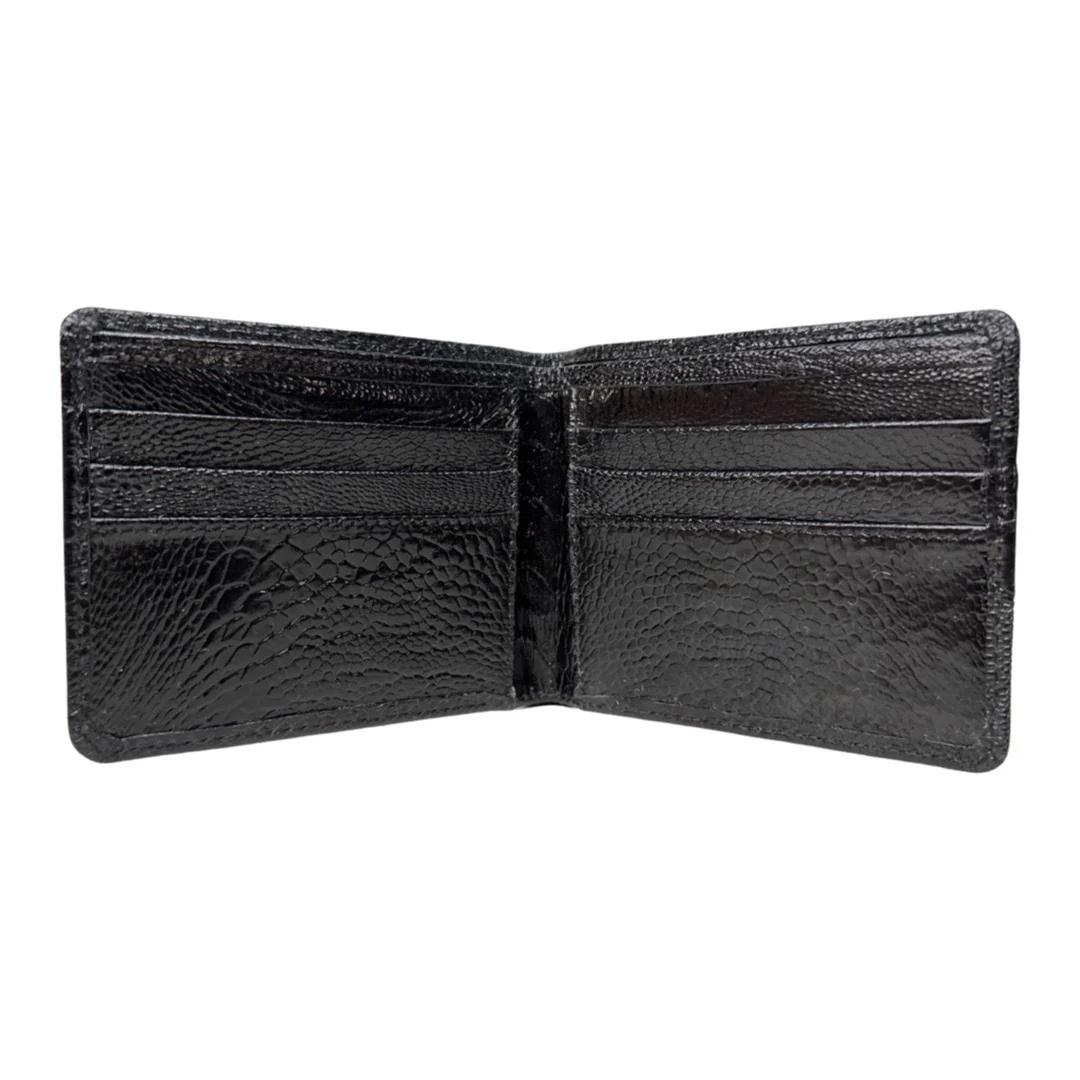 Kashani Black Ostrich Leg Bi-Fold Wallet - Image 2
