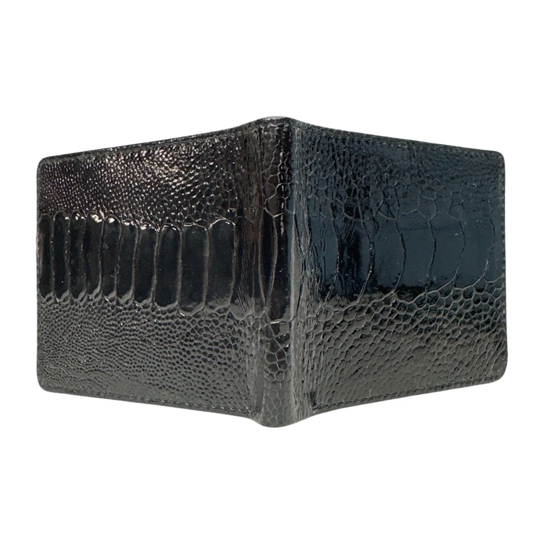 Kashani Black Ostrich Leg Bi-Fold Wallet - Image 3
