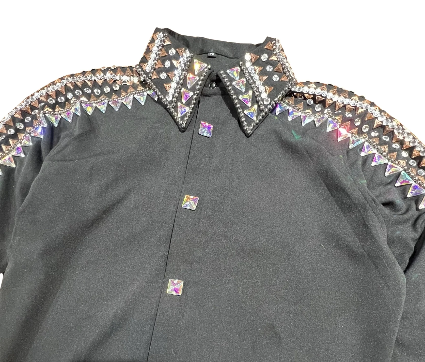 Kashani Black Royal Hyper Crystal Button-Up Zip Shirt - Image 7