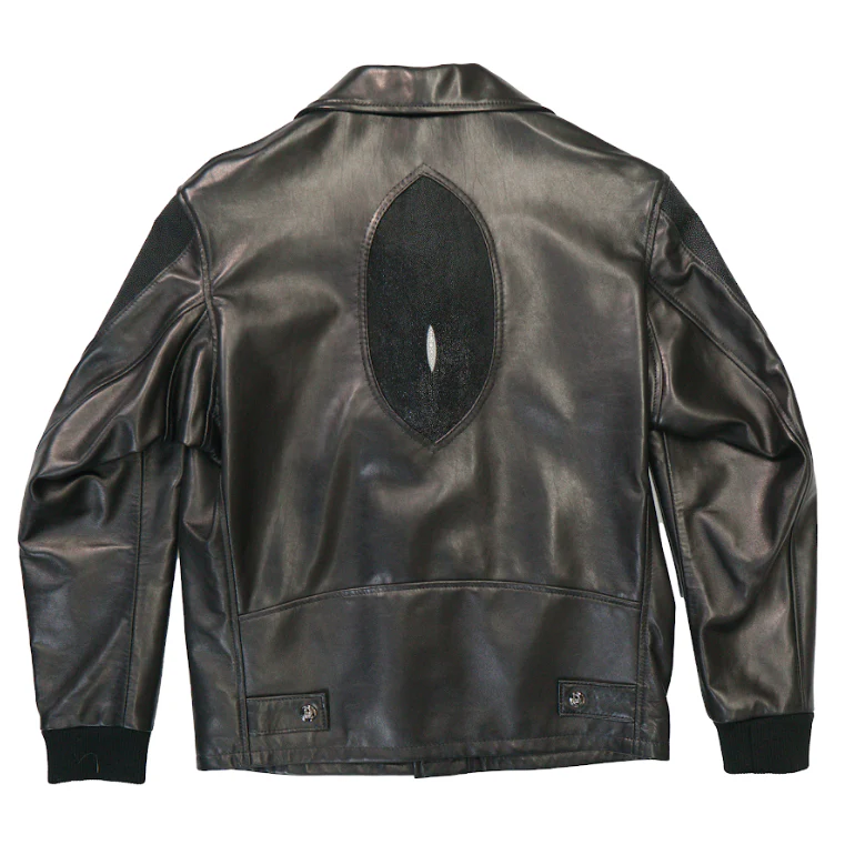 Kashani Black Stingray / Lambskin Motorcycle Jacket - Image 3