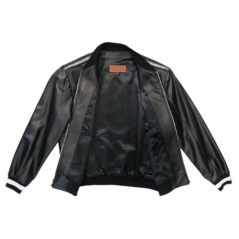 Kashani Black Stingray Lined Lambskin MA-1 Bomber Jacket - Image 2