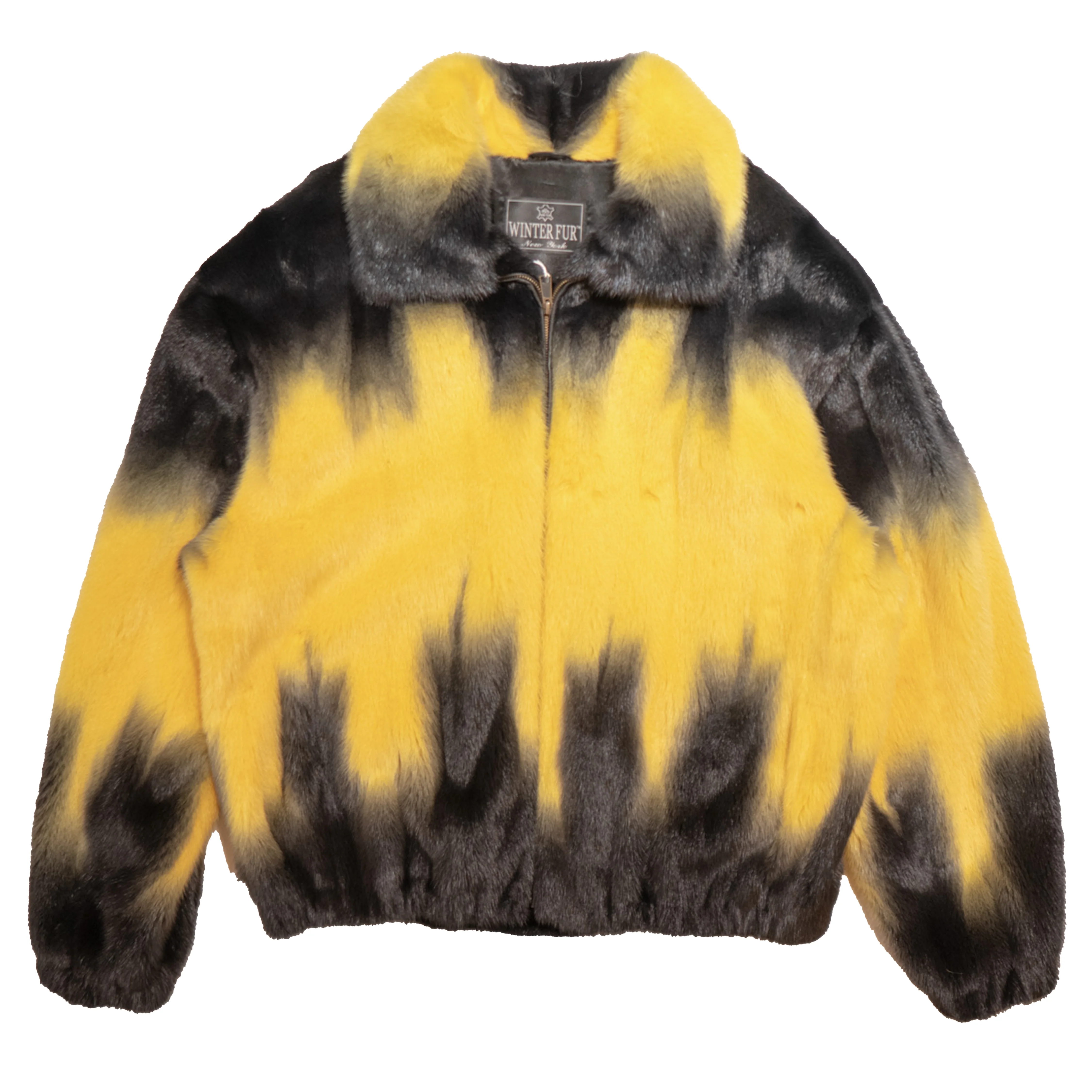 Kashani Black / Yellow Full Mink Fur Bomber Jacket - Image 2