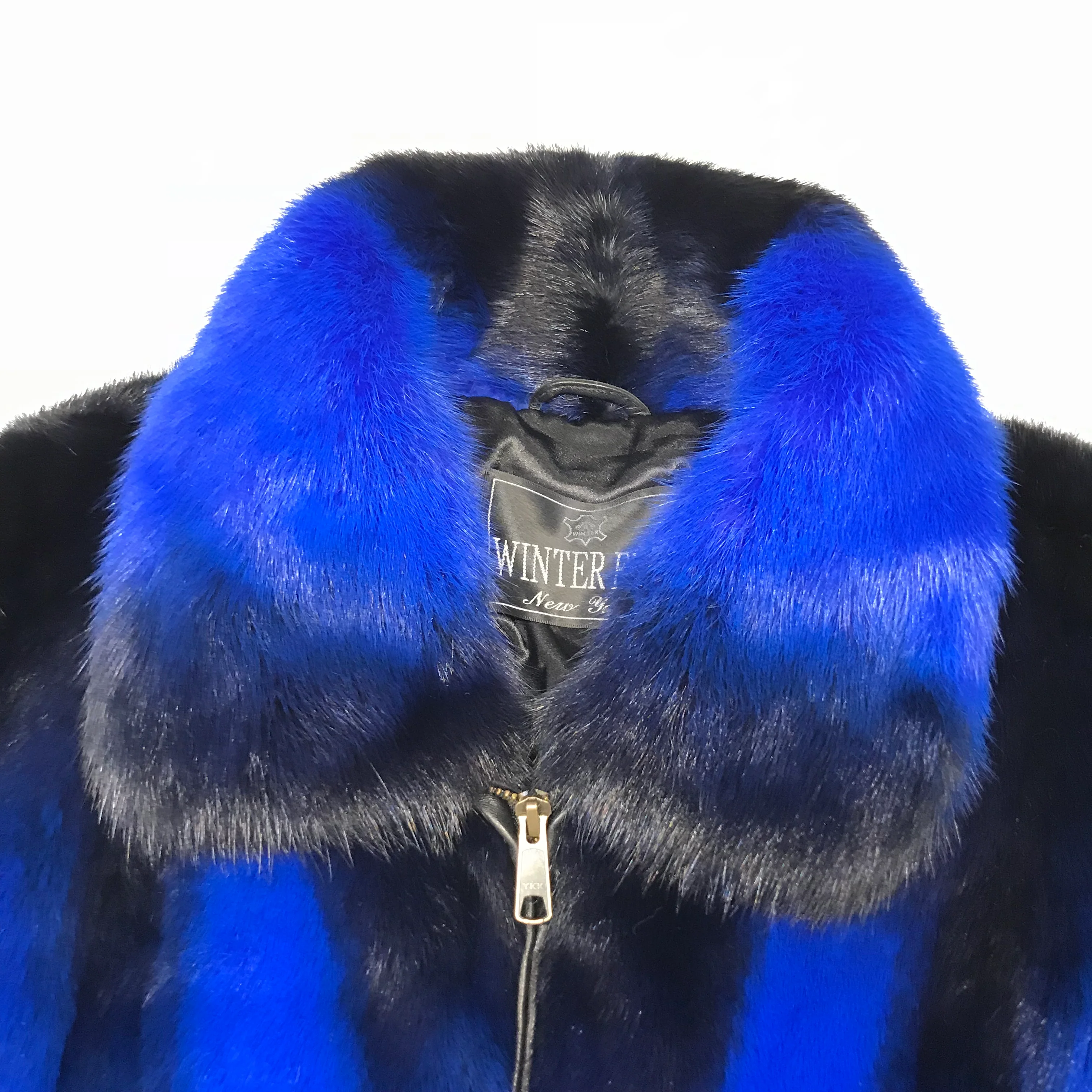 Kashani Blue Black Full Mink Fur Coat - Image 3
