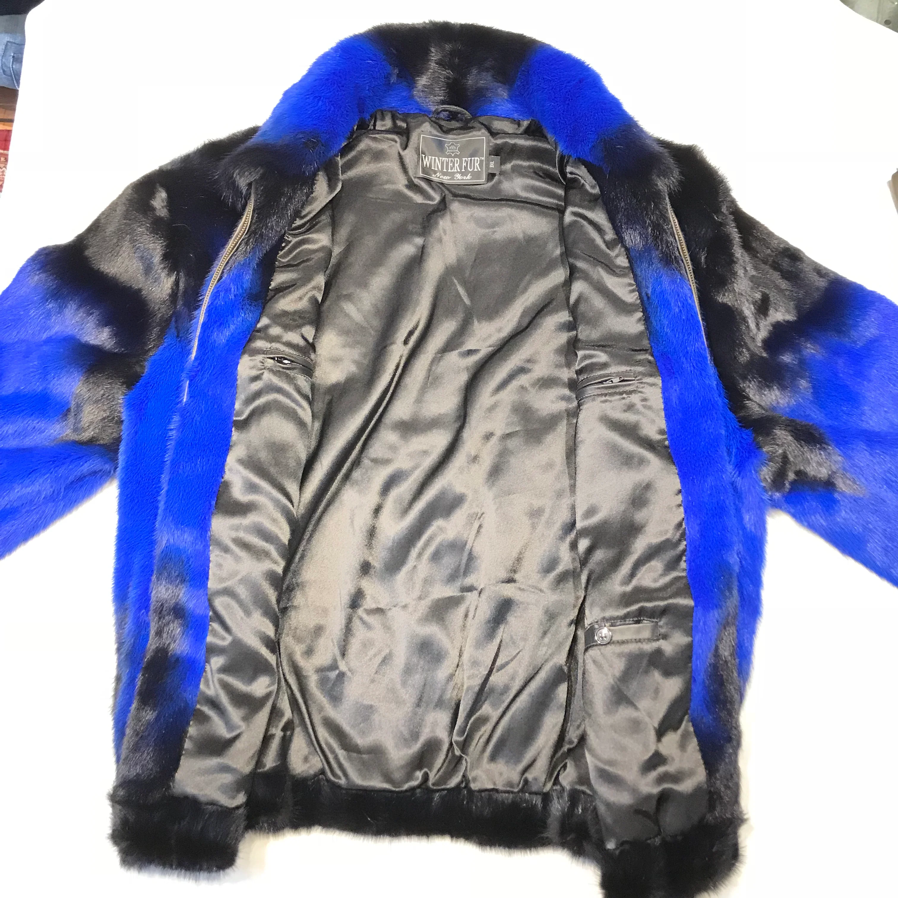 Kashani Blue Black Full Mink Fur Coat - Image 4