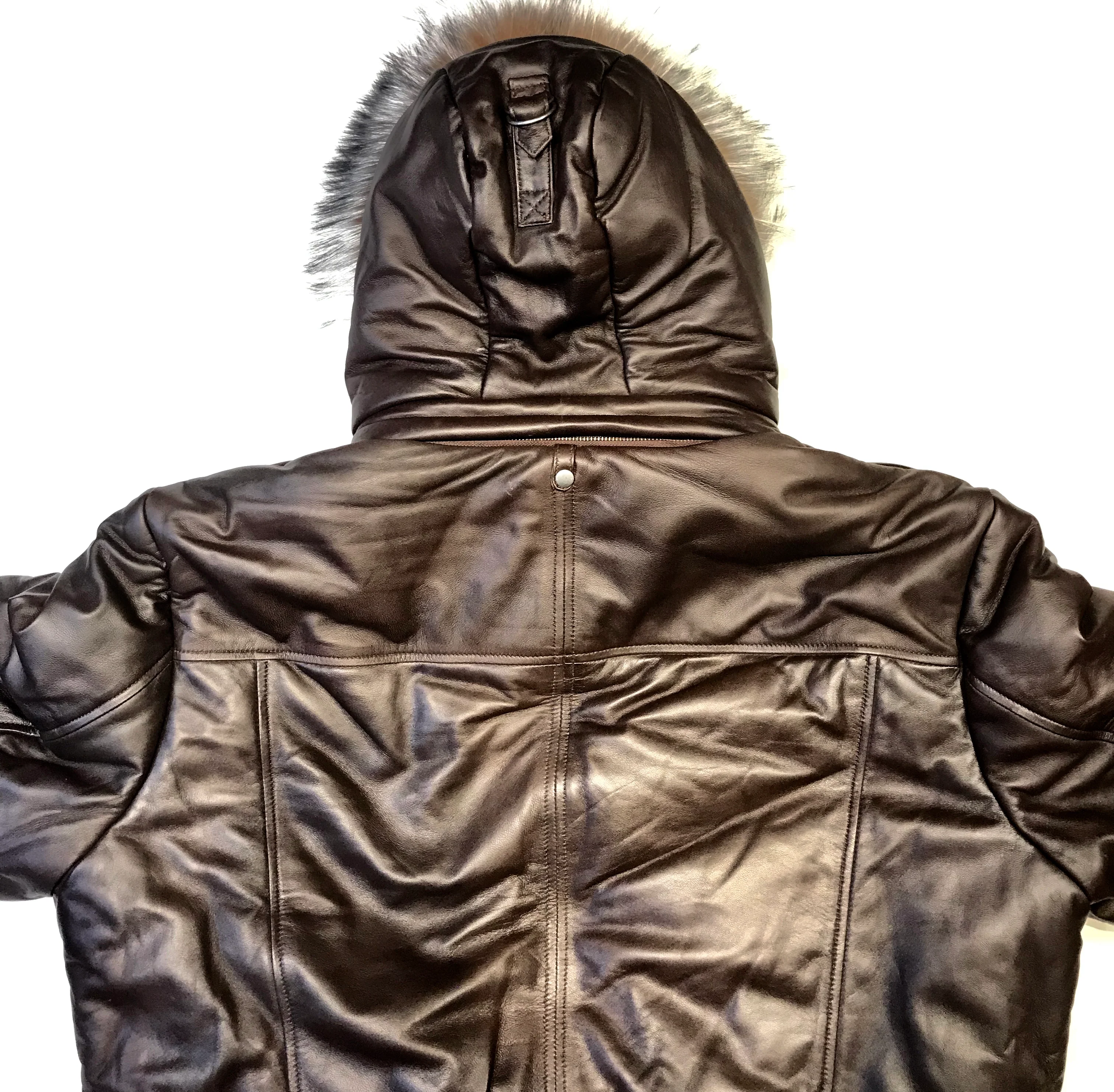 Kashani Brown Fox Fur Lambskin Parka Jacket - Image 5