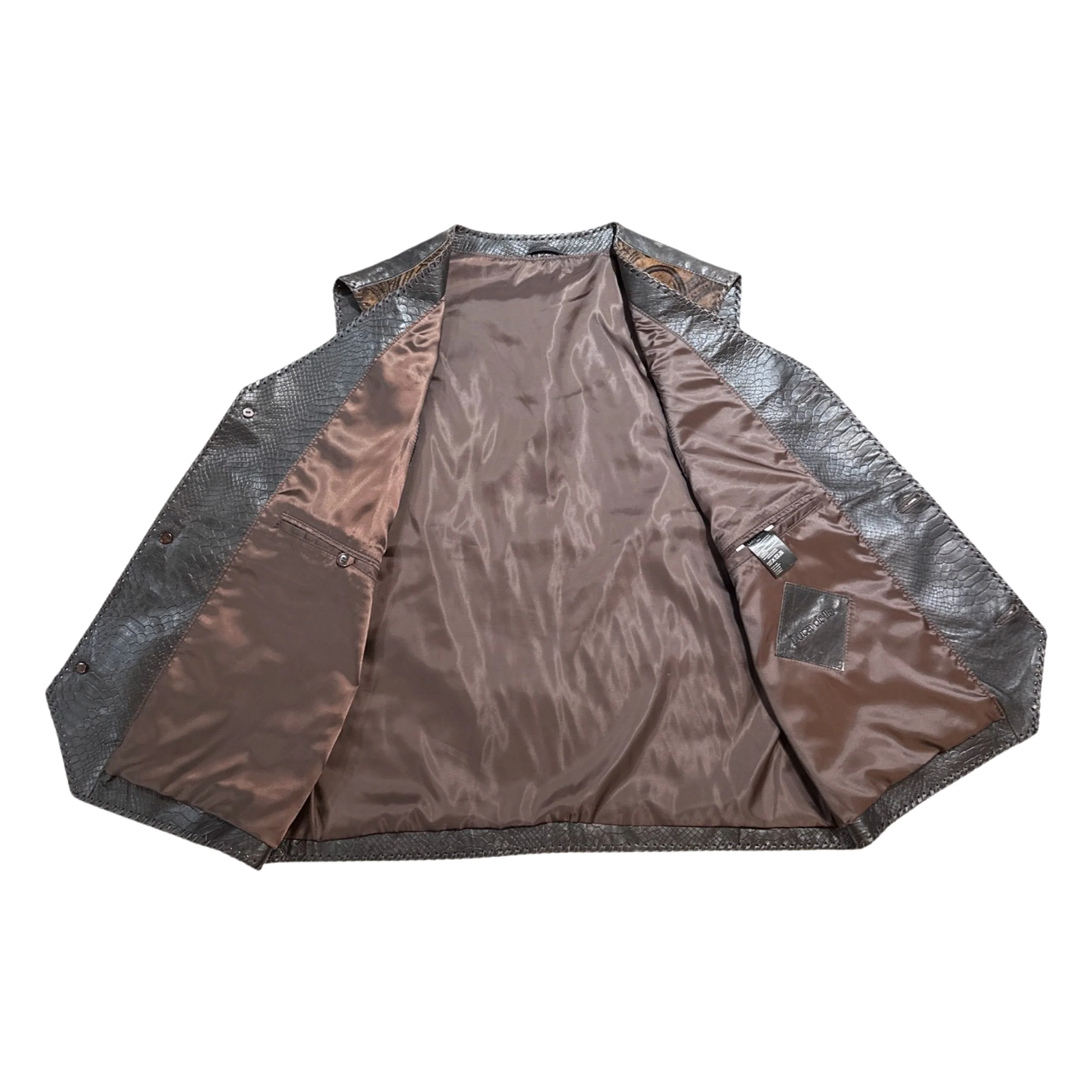Kashani Brown Paisley Cavallino Pony Hair Hand Woven Vest - Image 2