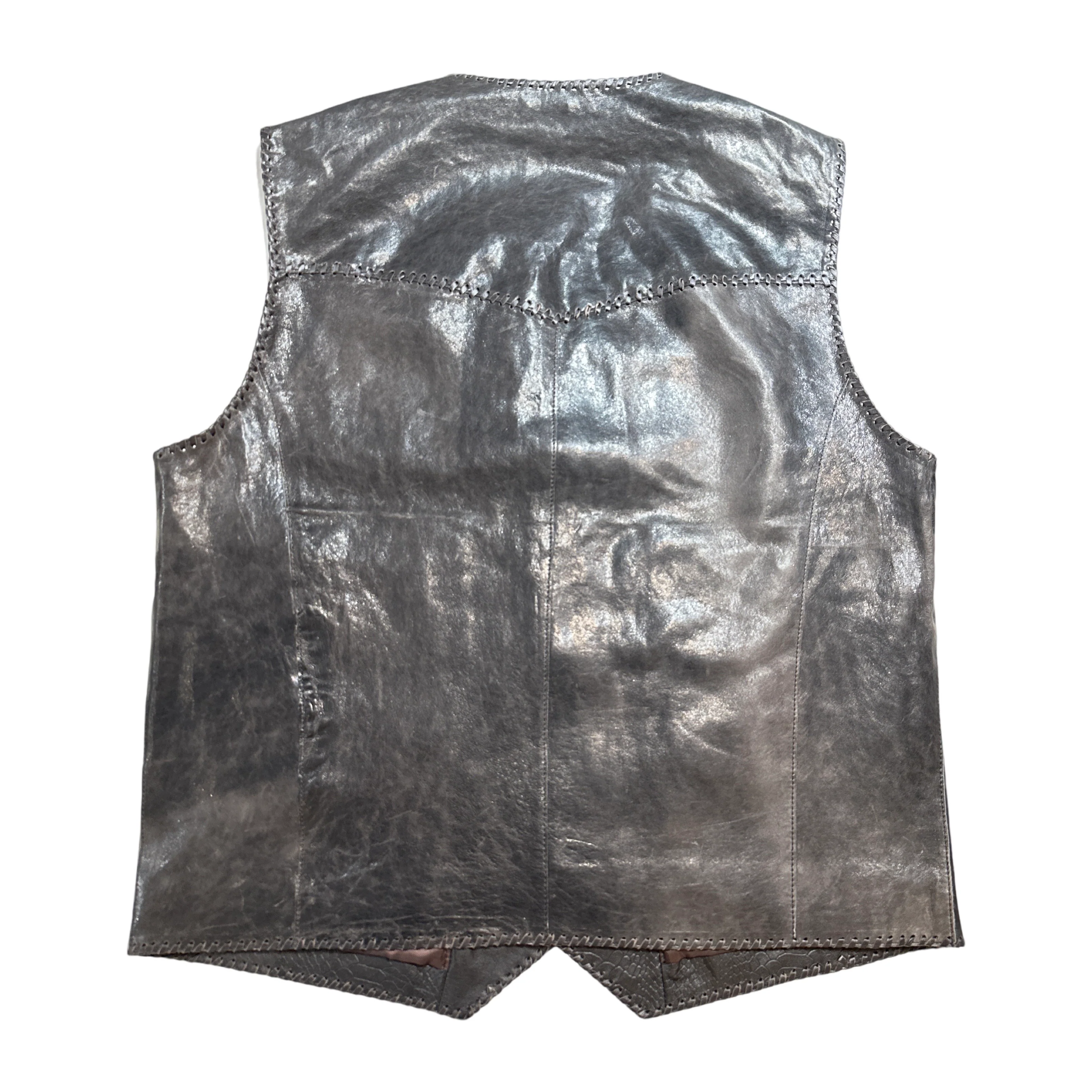 Kashani Brown Paisley Cavallino Pony Hair Hand Woven Vest - Image 3