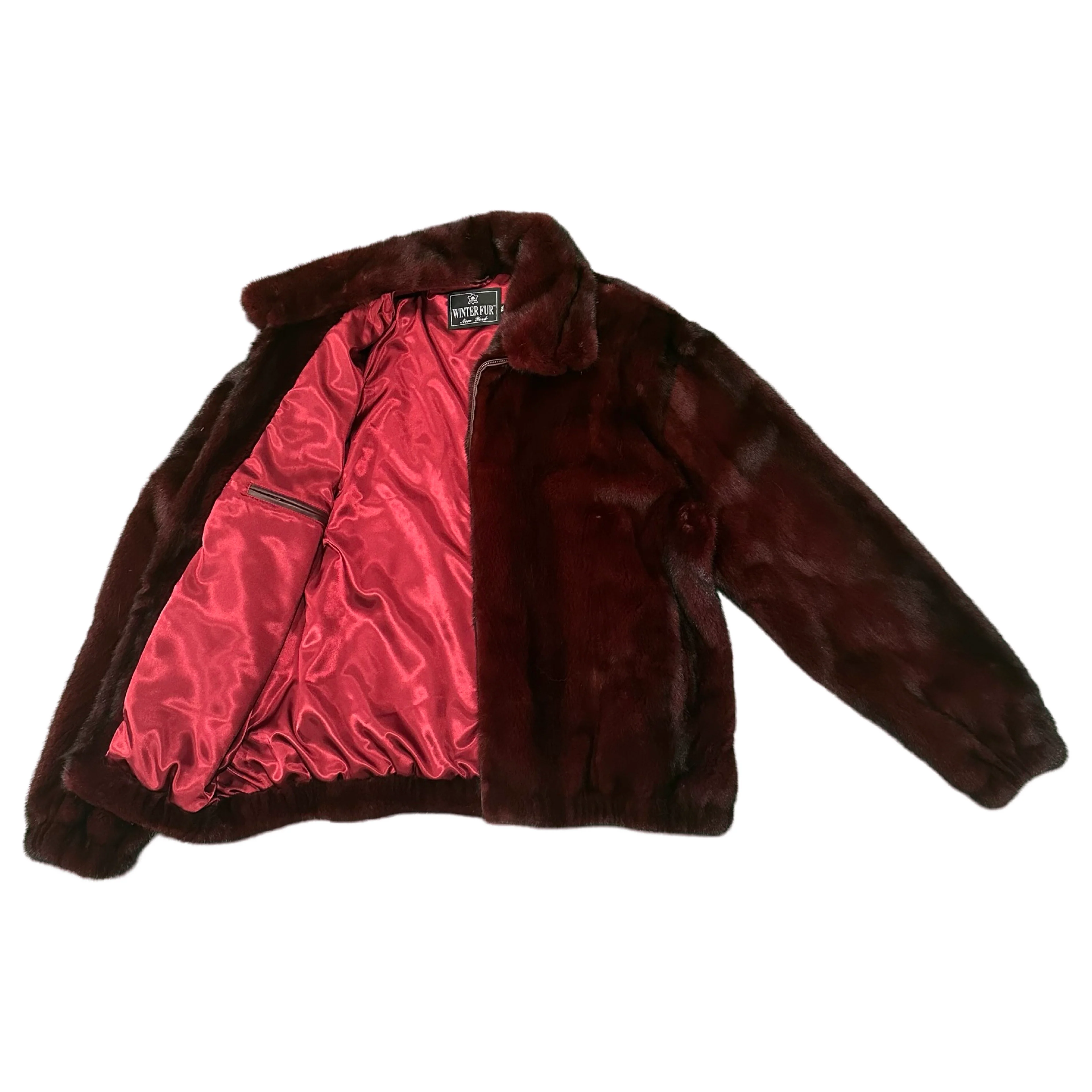 Kashani Burgundy Full Mink Fur Jacket - Image 2