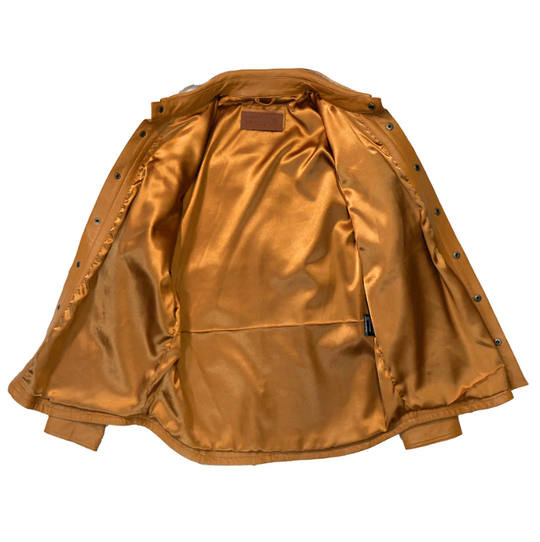 Kashani Buttercup Crocodile Trim Lambskin Button Up Shirt - Image 2