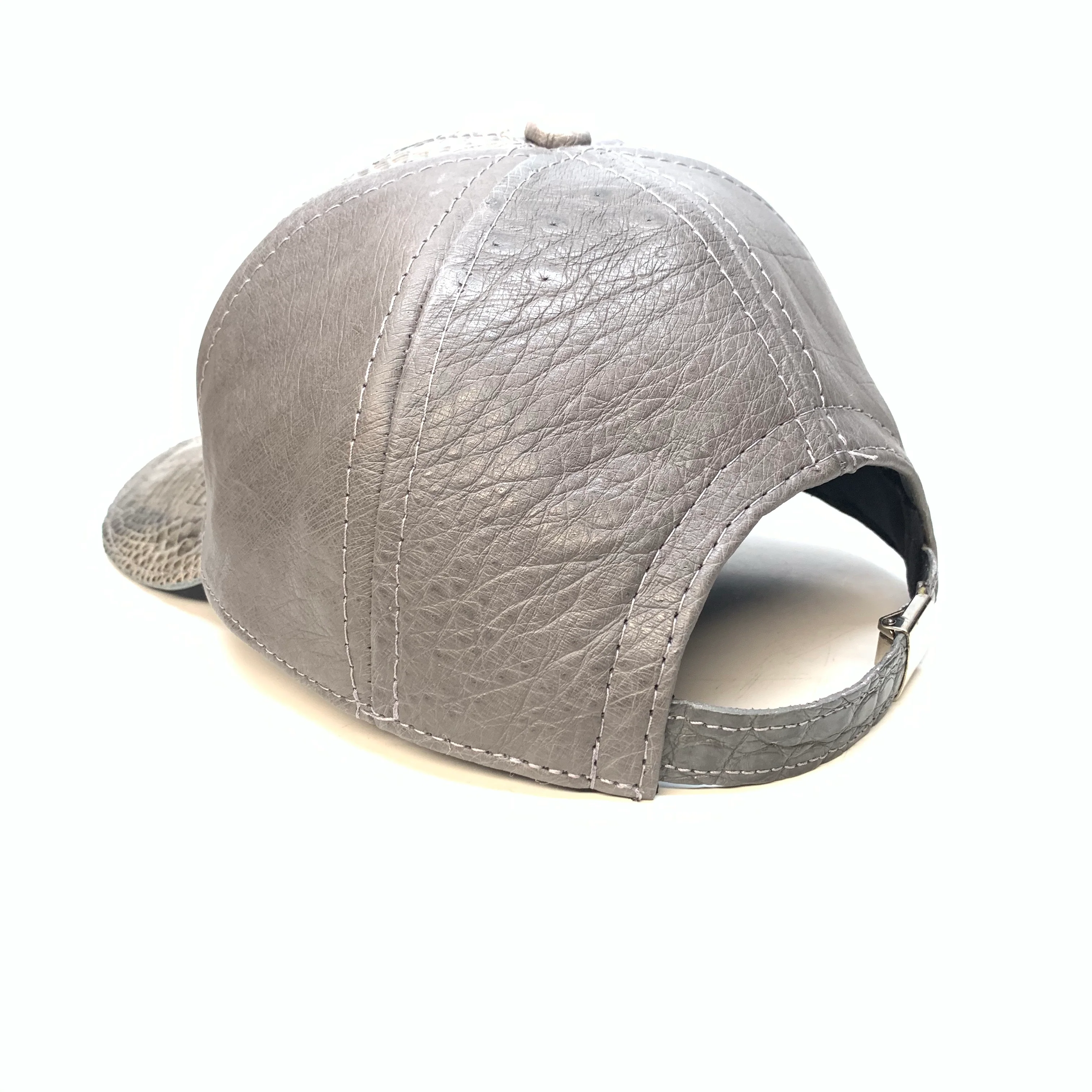 Kashani Charcoal Grey Alligator & Ostrich Quill StrapBack Hat - Image 2