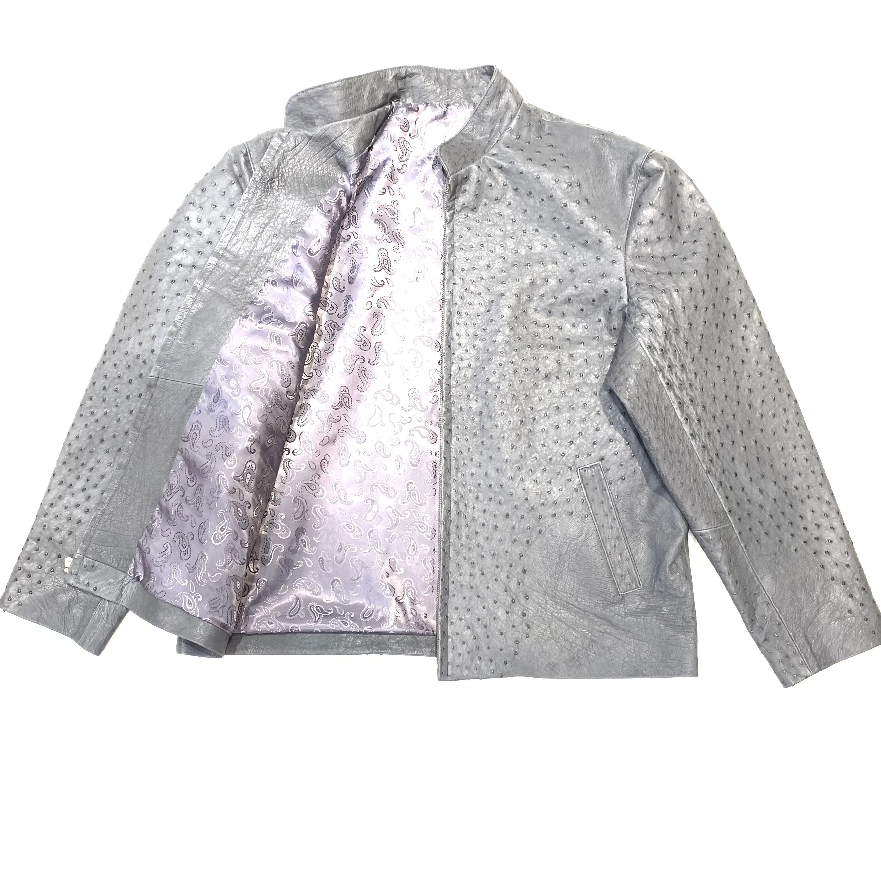 Kashani Charcoal Grey Full Ostrich Quill Jacket - Image 3
