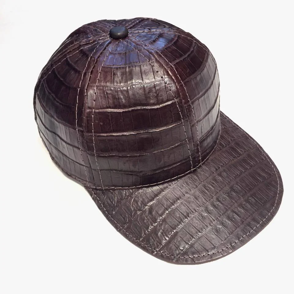 Kashani Chocolate Brown All Over Alligator body Strap-back Hat