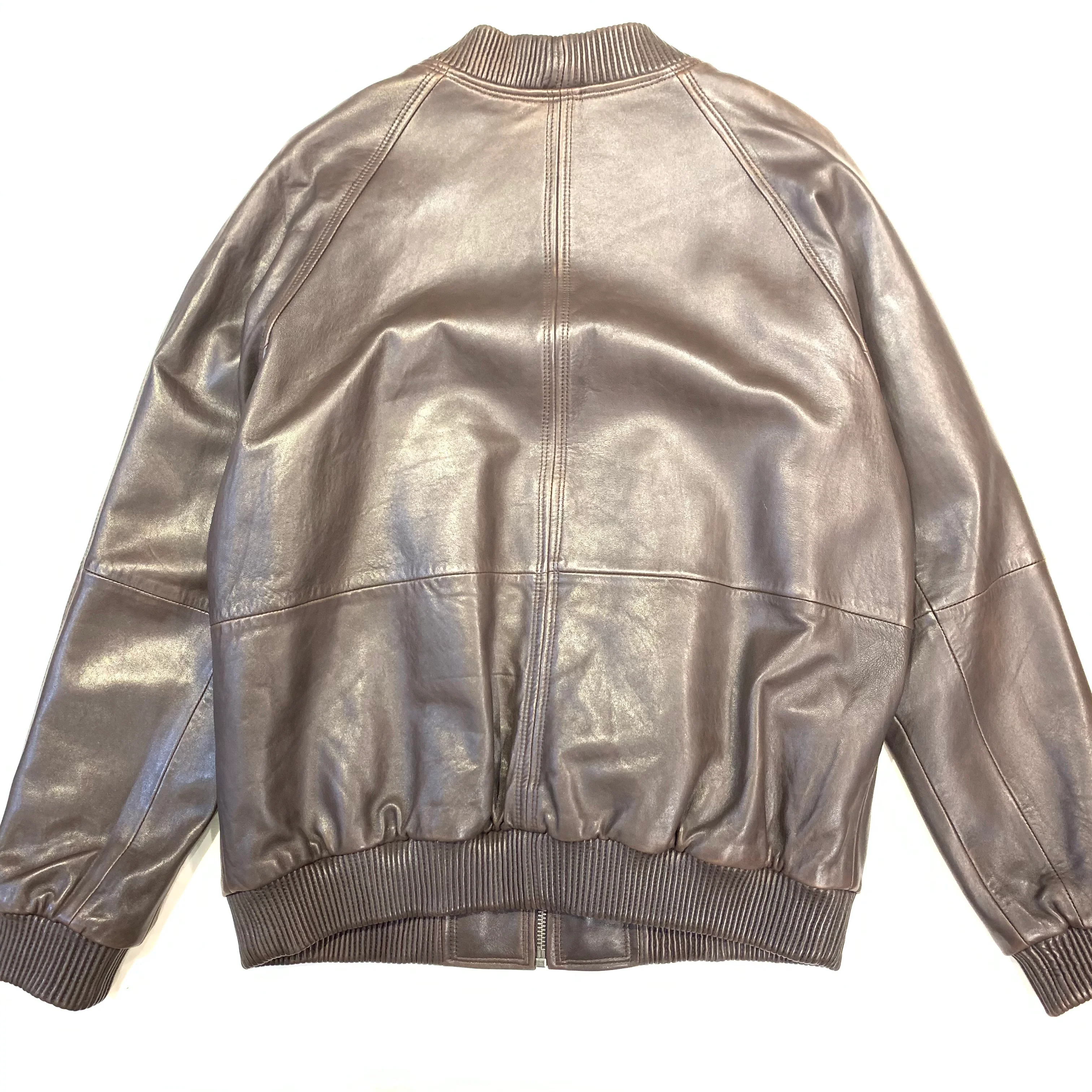Kashani Chocolate Brown Naked Lambskin Bomber Jacket - Image 4