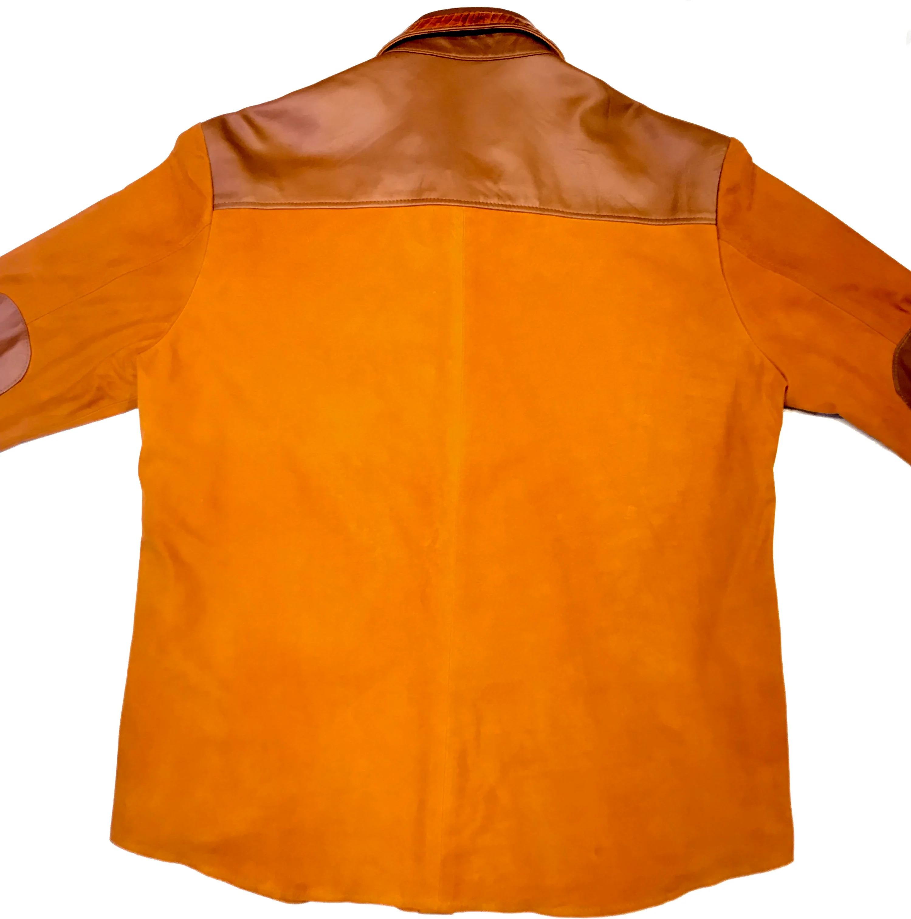 Kashani Cognac Alligator Leather Suede Shirt - Image 5