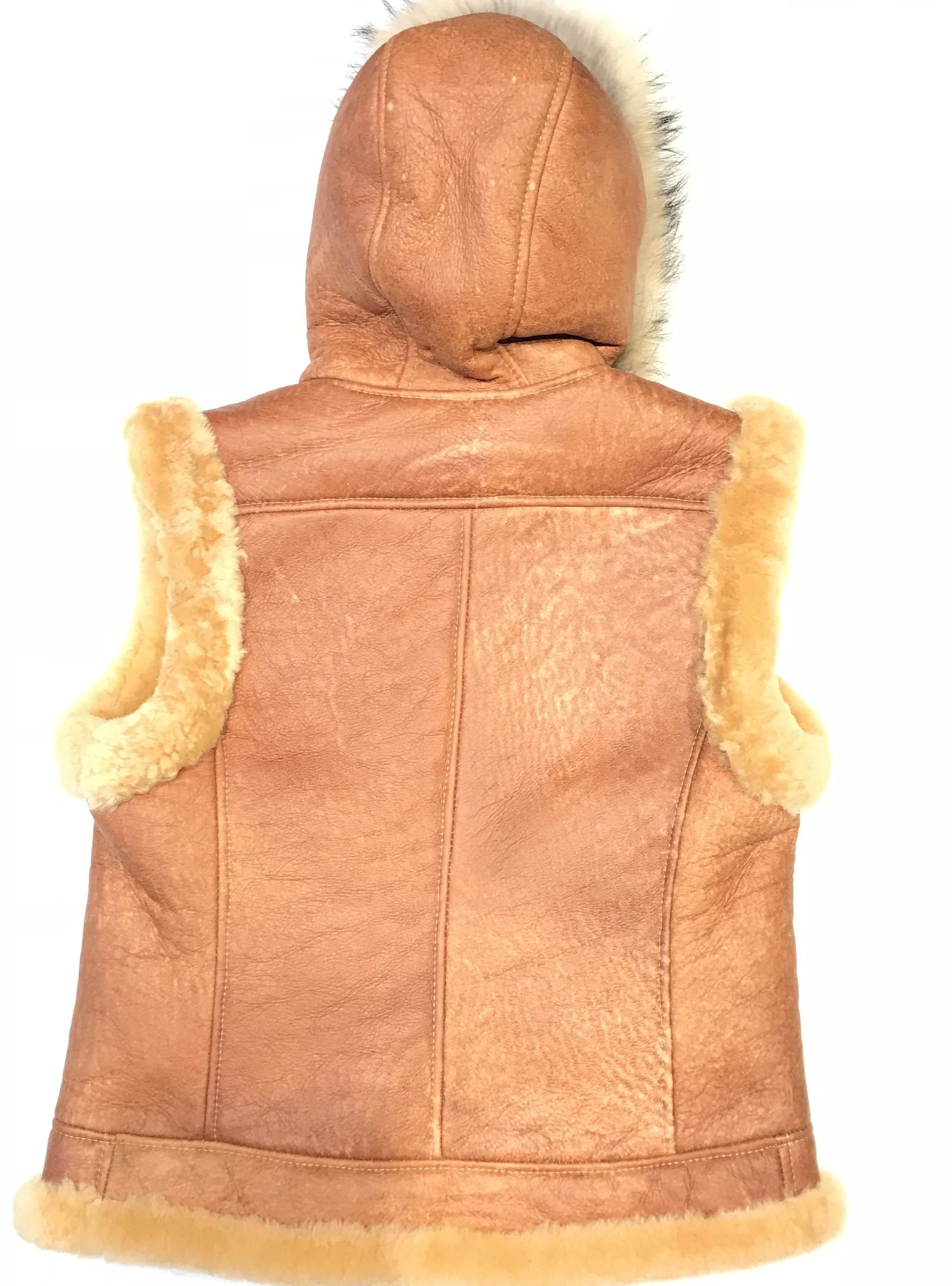 Kashani Cognac Fox Fur Shearling Vest - Image 4