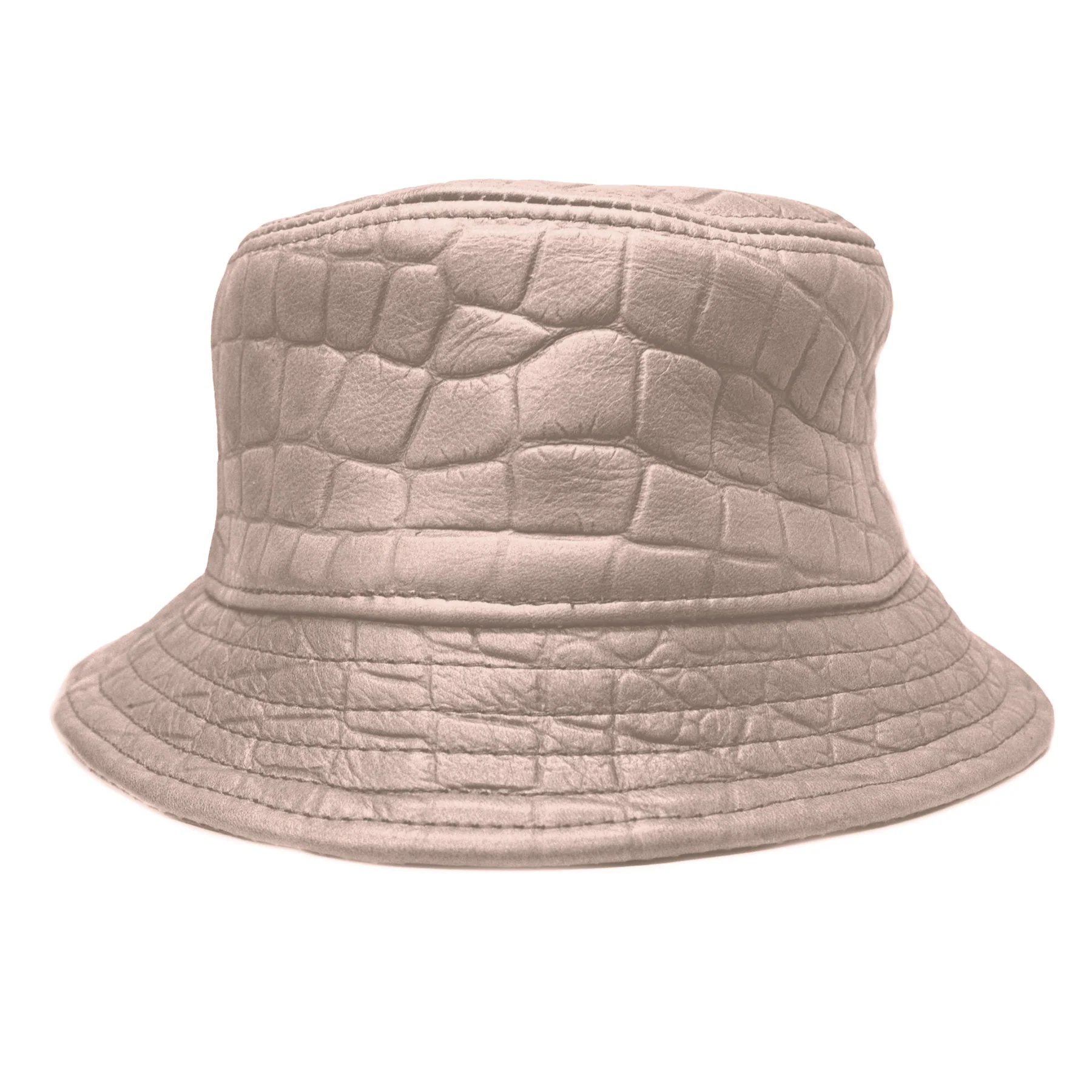 Kashani White Embossed Alligator Lambskin Bucket Hat - Image 2
