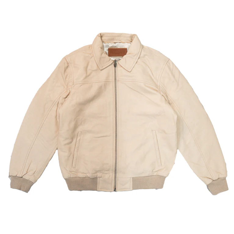 Kashani Cream Lambskin Bomber Jacket