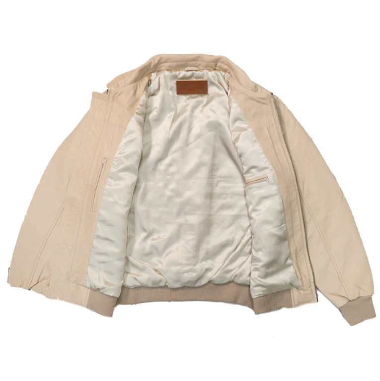 Kashani Cream Lambskin Bomber Jacket - Image 2