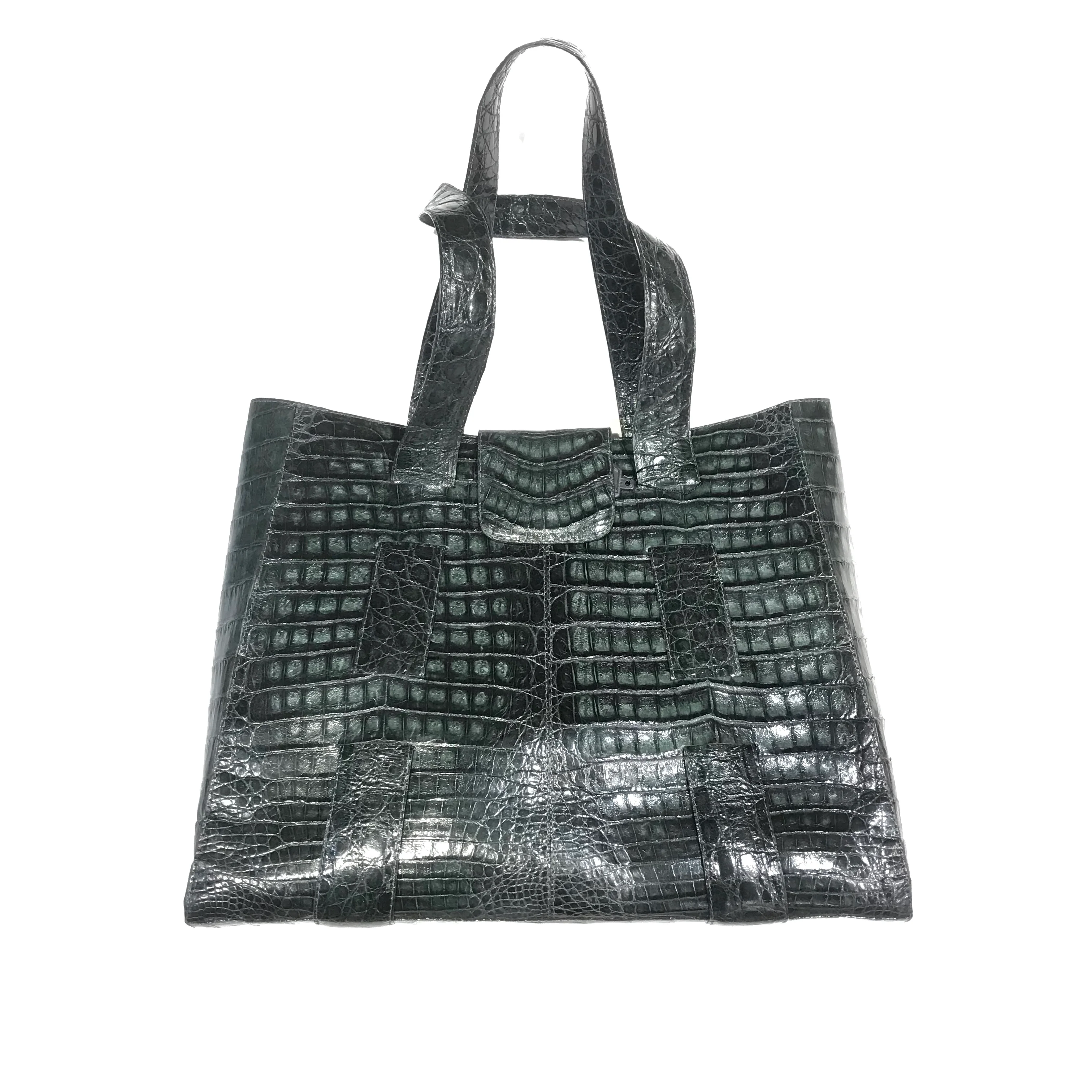Kashani Forest Green All Over Alligator Purse Handbag - Image 6