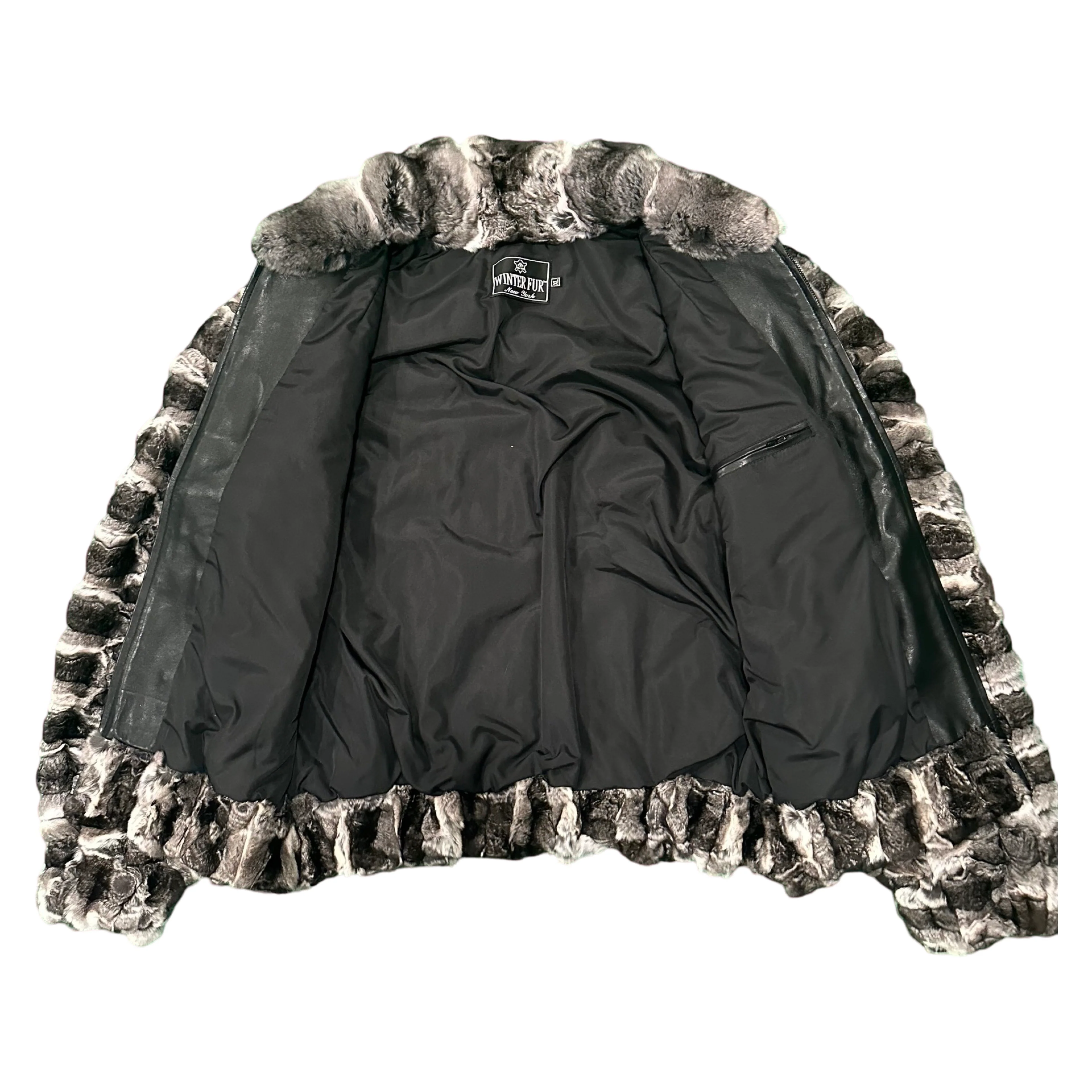 Kashani Full Diamond Cut Chinchilla Fur Bomber Jacket - Image 4