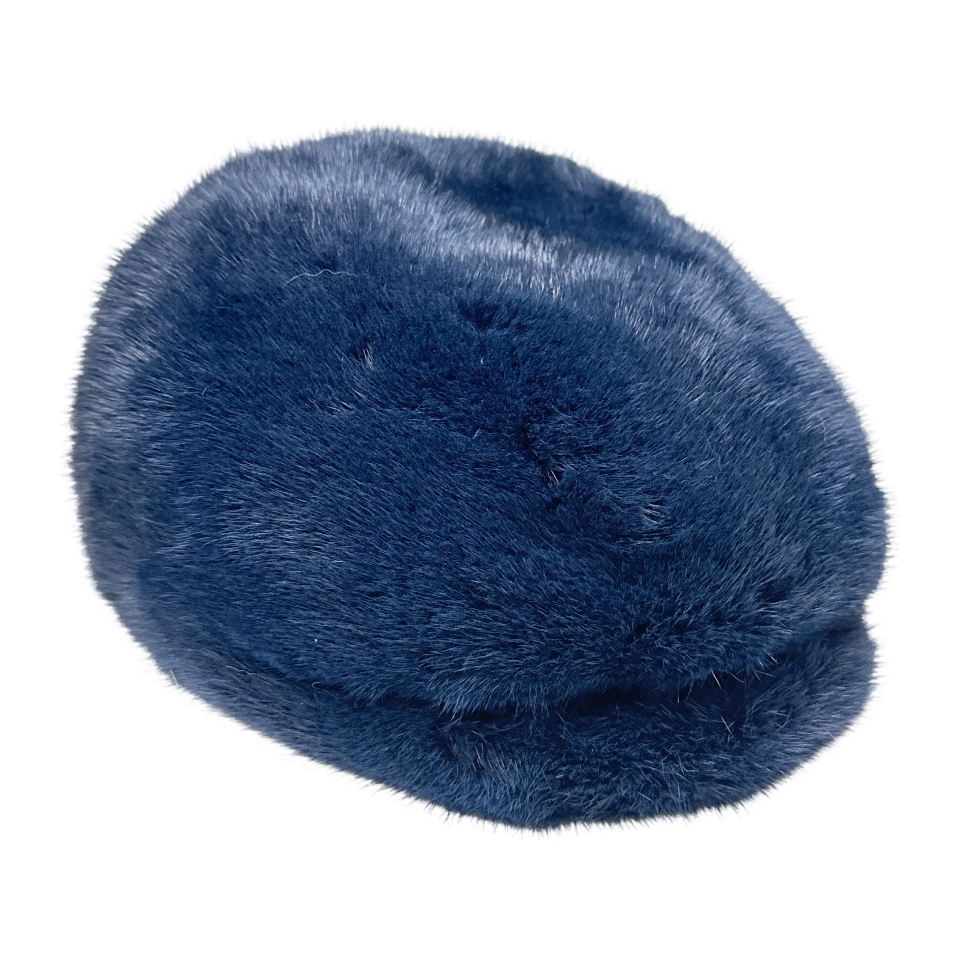 Kashani Full Mink Navy Herringbone Cap