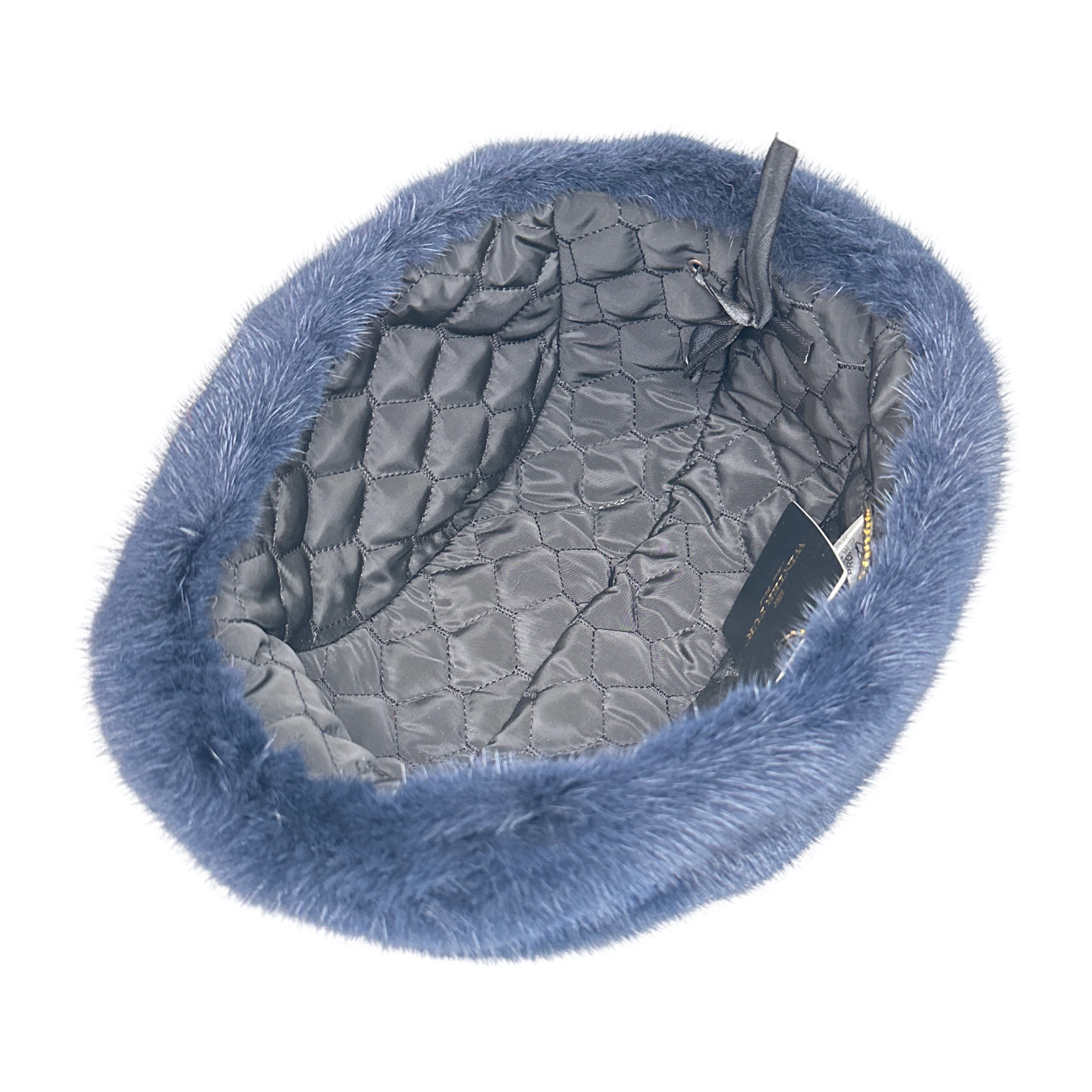 Kashani Full Mink Navy Herringbone Cap - Image 5