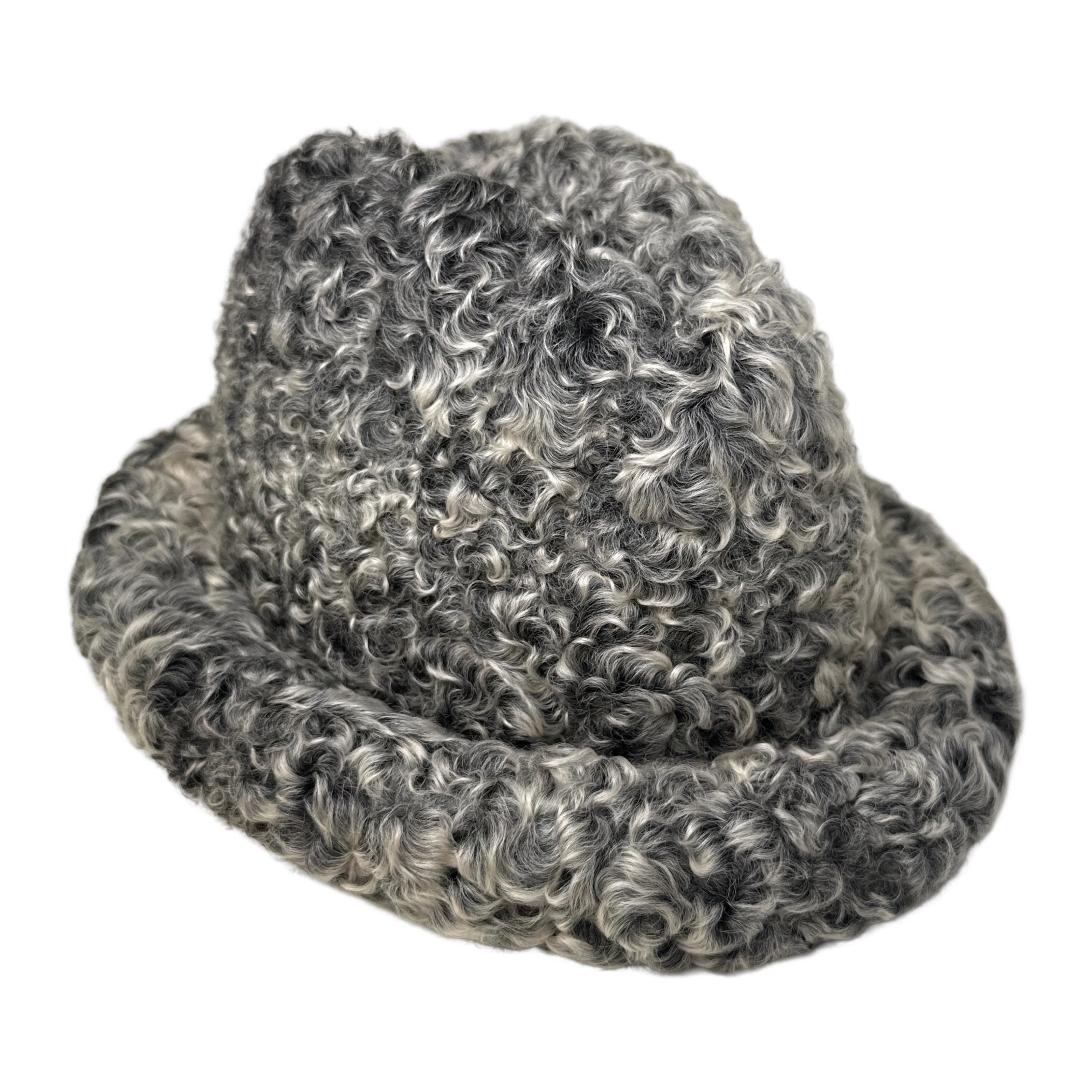 Kashani Grey Persian Lamb Fur Top Hat