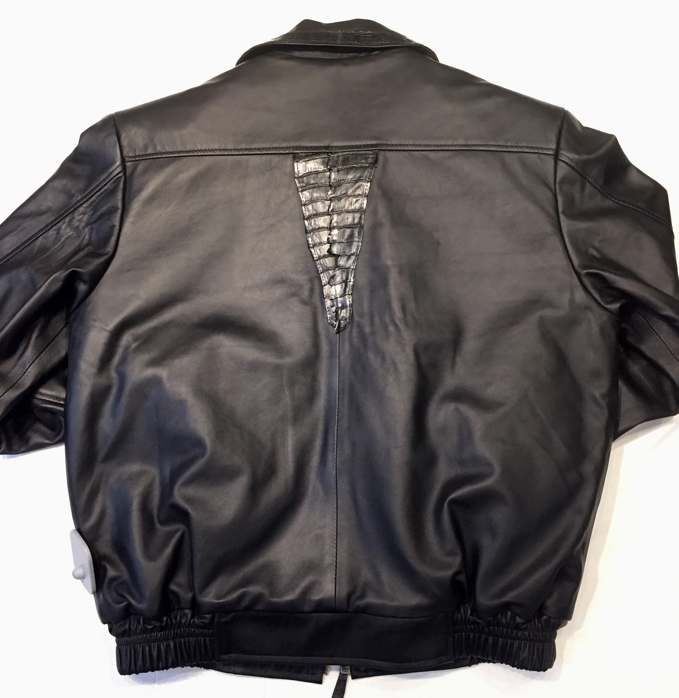 Kashani Jet Black Alligator Full Lambskin Bomber Jacket - Image 5