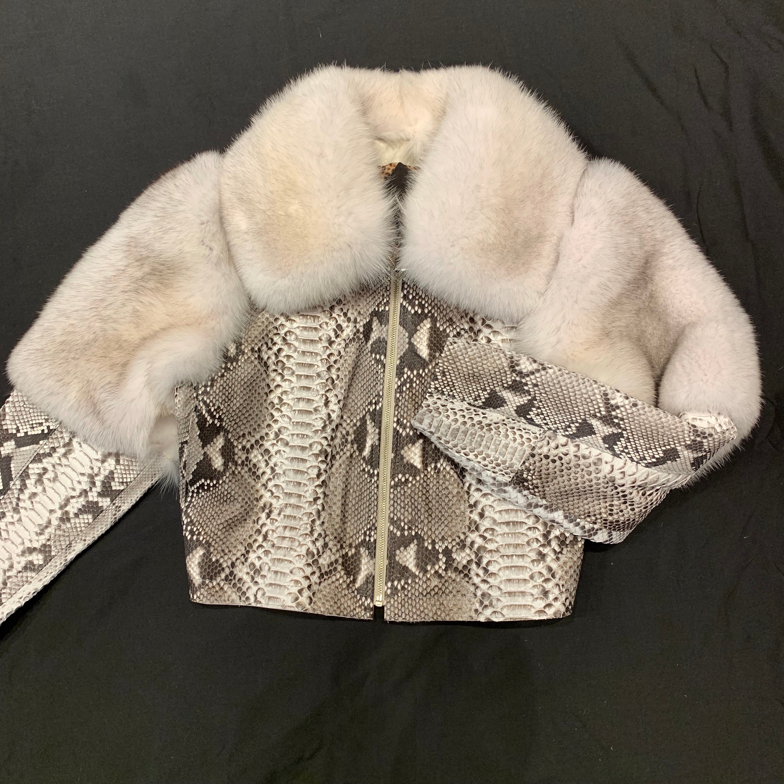 Kashani Ladies Arctic Fox White Python Jacket - Image 3