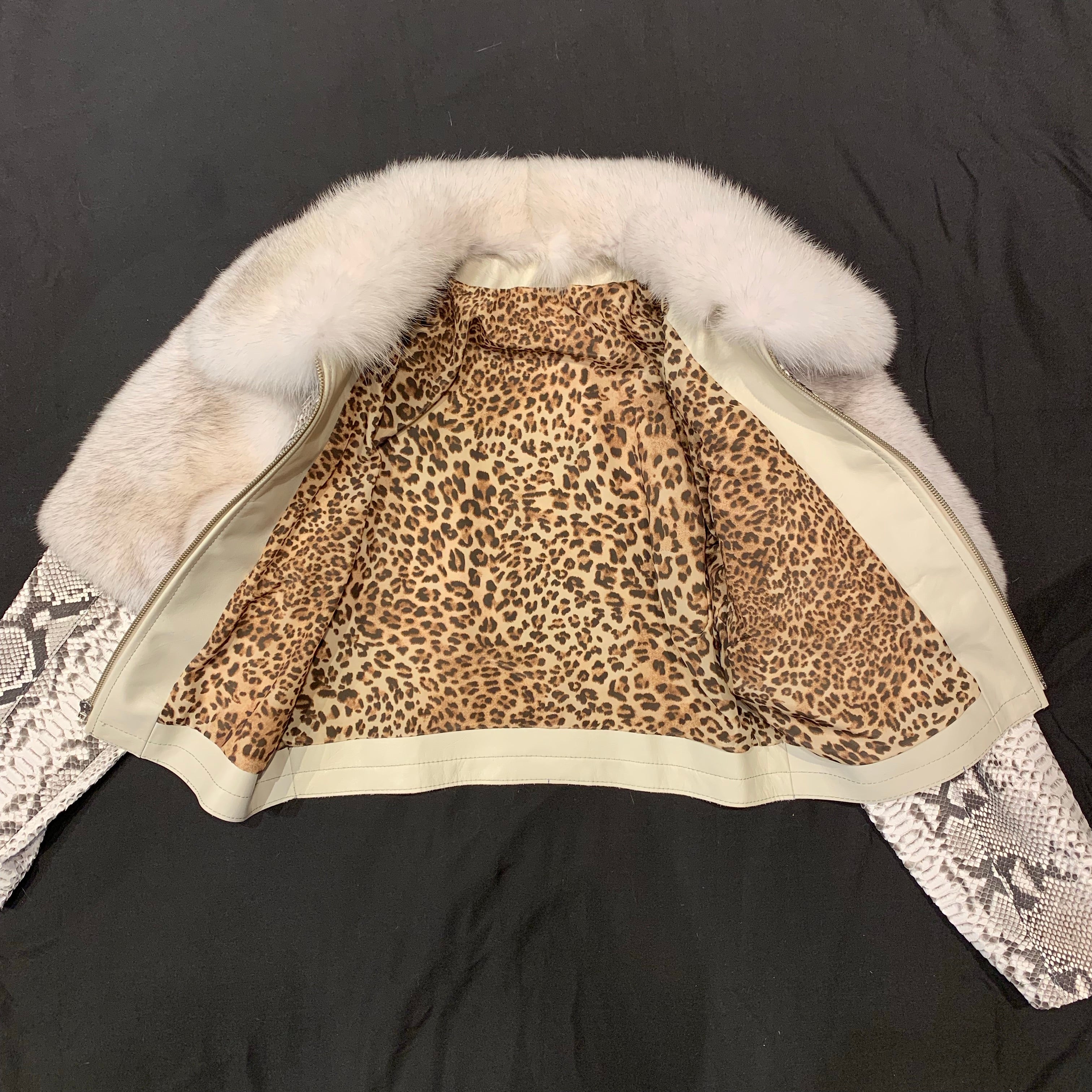 Kashani Ladies Arctic Fox White Python Jacket - Image 4