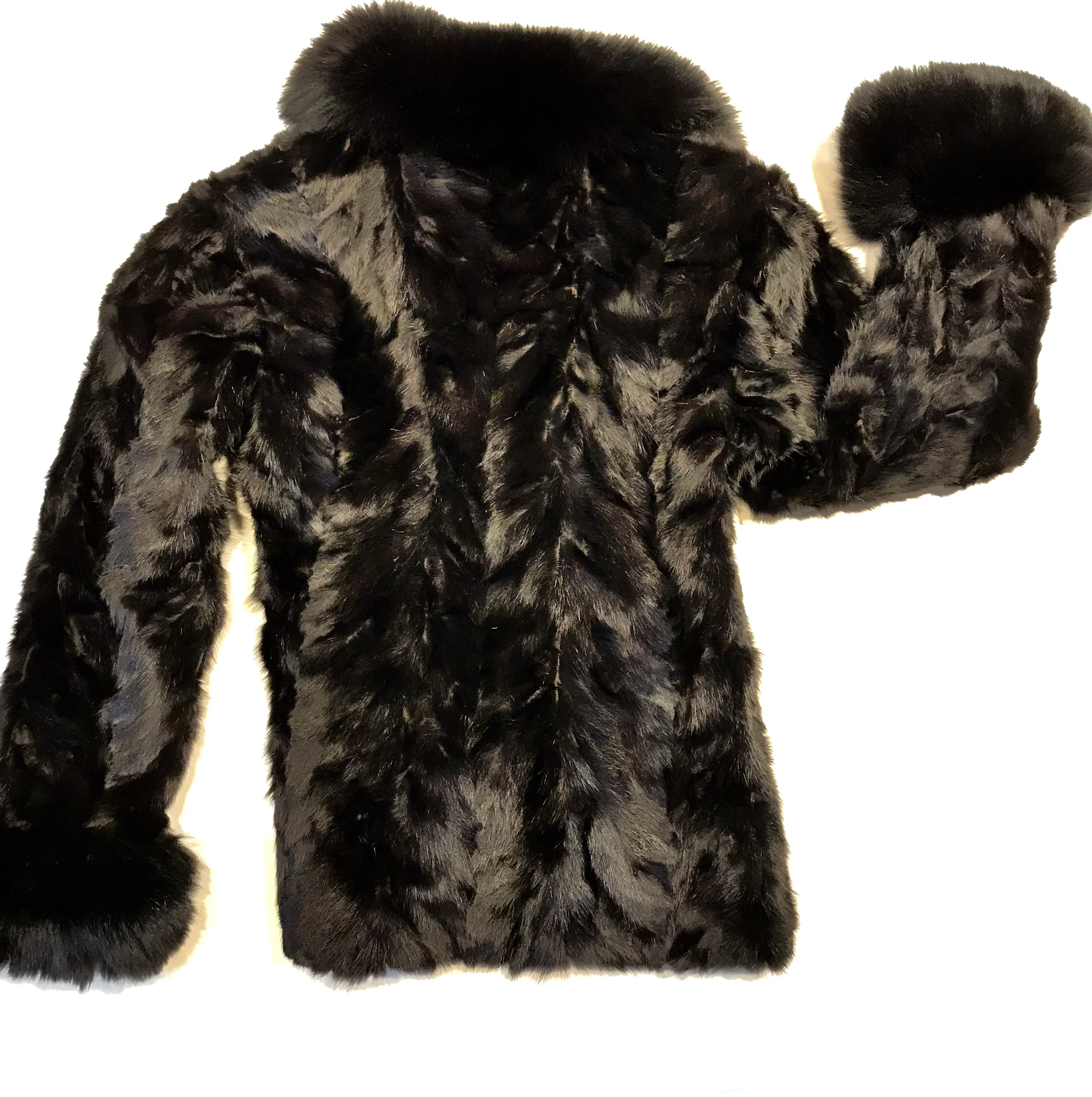 Kashani Ladies Black Bomber Mink Fur Coat - Image 6