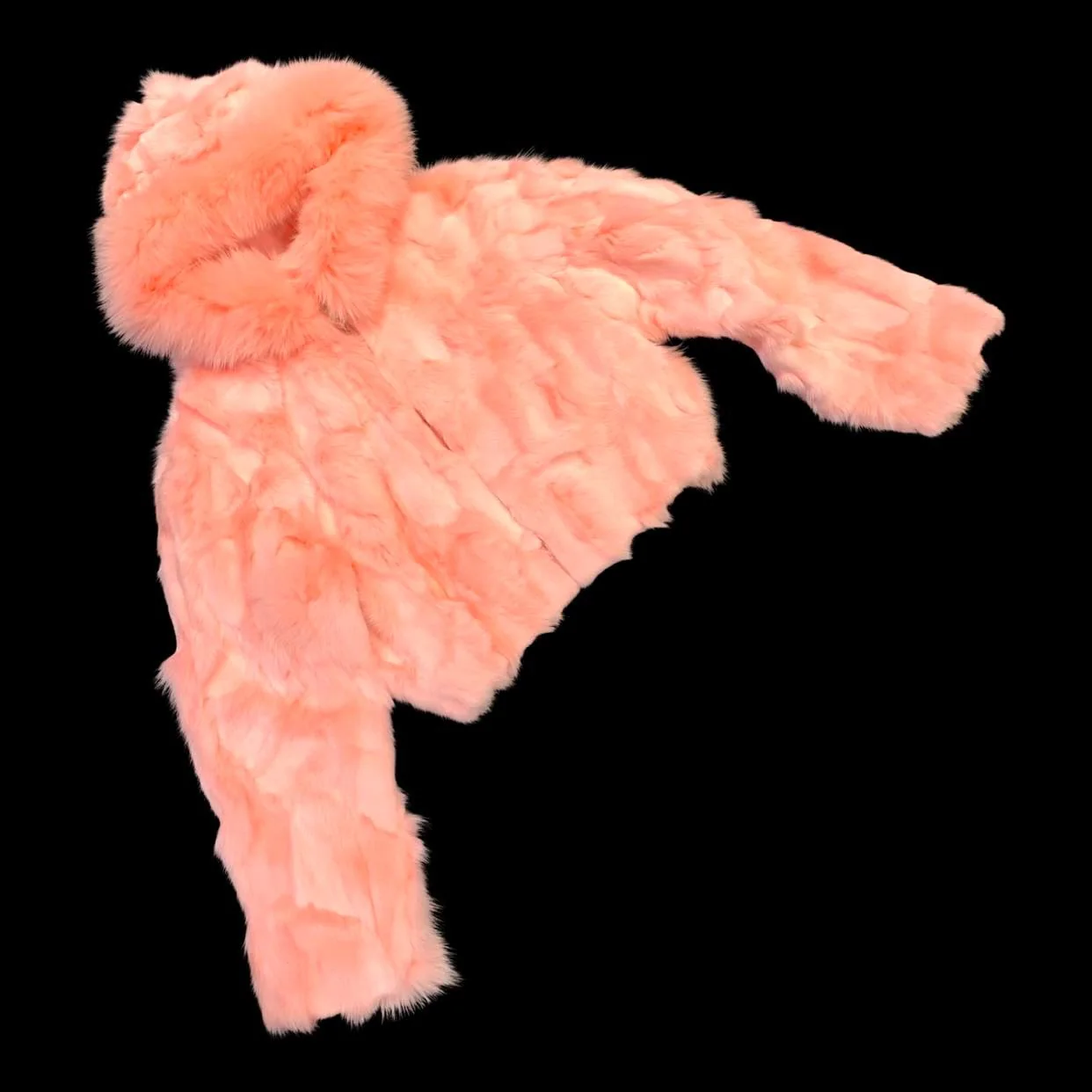 Kashani Ladies Pink Hooded Fox Fur Coat - Image 2