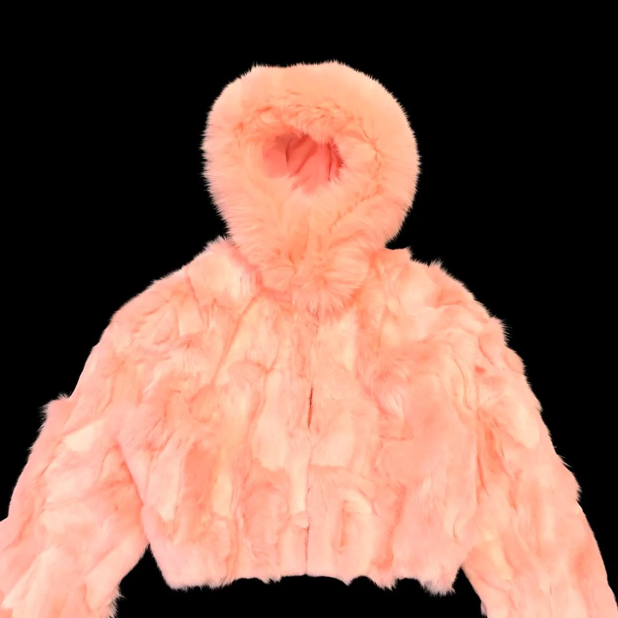 Kashani Ladies Pink Hooded Fox Fur Coat - Image 3