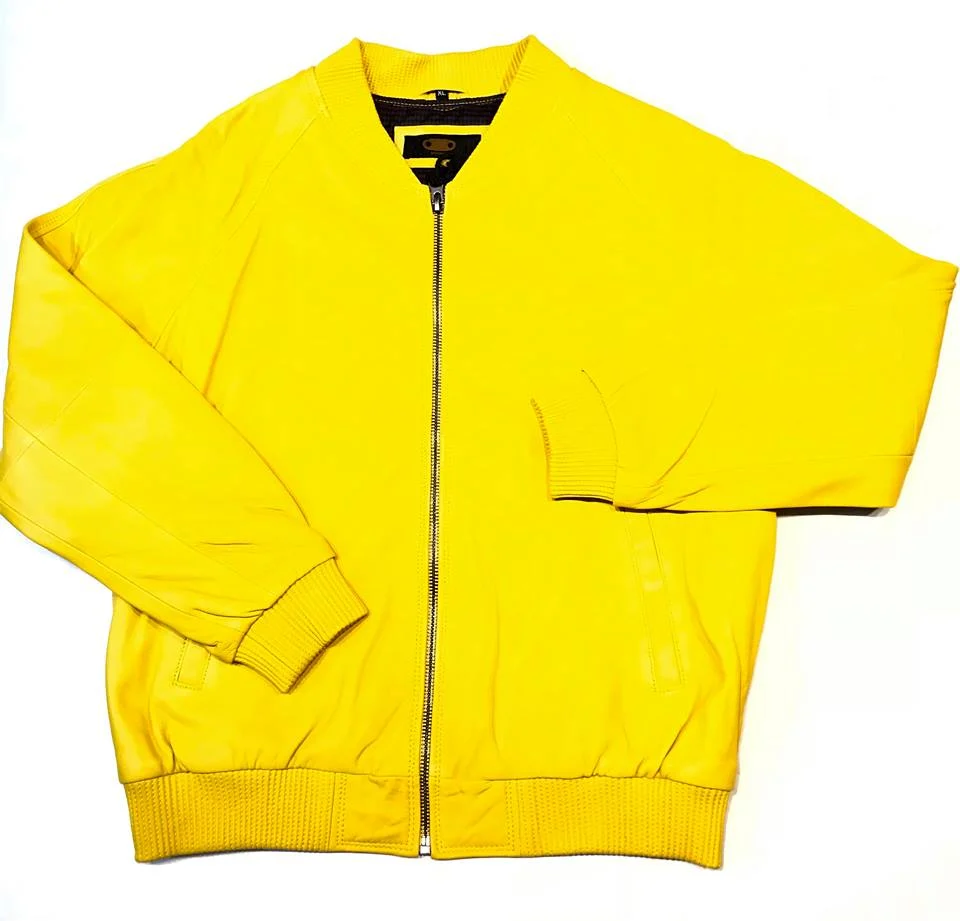 Kashani Lemon Naked Lambskin Bomber Jacket - Image 5