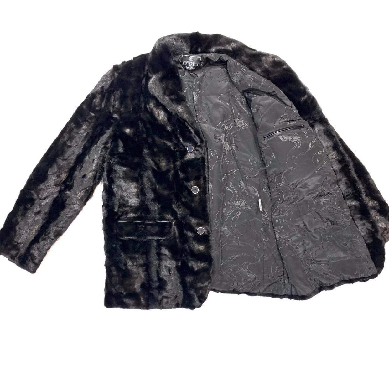 Kashani  Men's Black Diamond Cut Mink Car Coat - Image 3