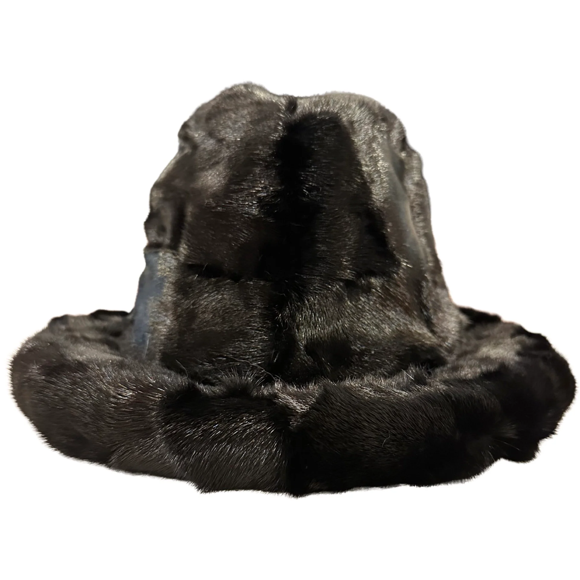 Kashani Men's Black Diamond Cut Mink Fur Top Hat