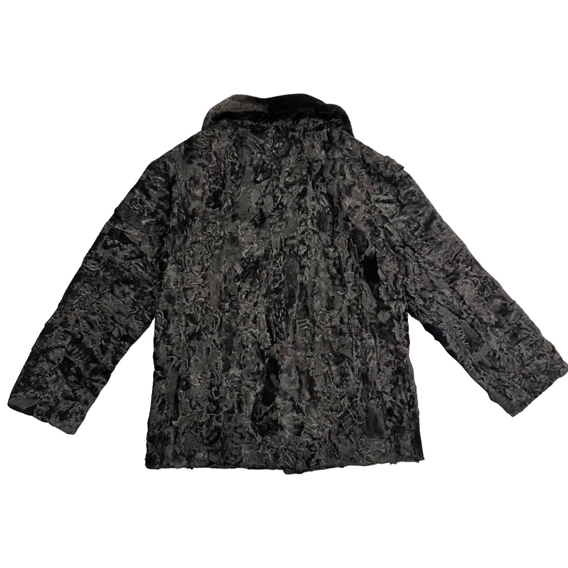 Kashani Men's Black Full Persian Lamb/Mink Collar 3/4 Fur Coat - Image 3