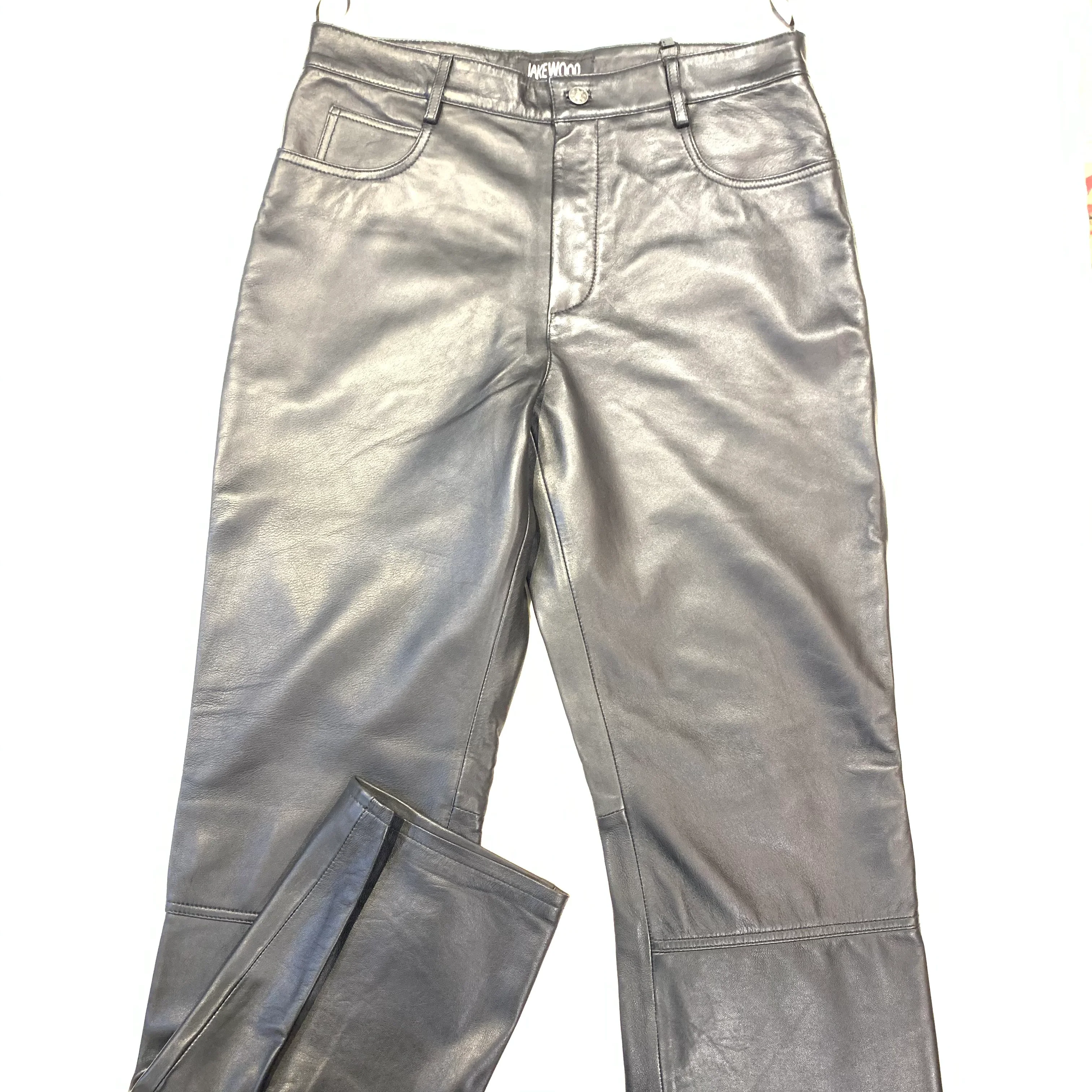 Kashani Men's Black Lambskin Straight Cut Leather Pants - Image 4