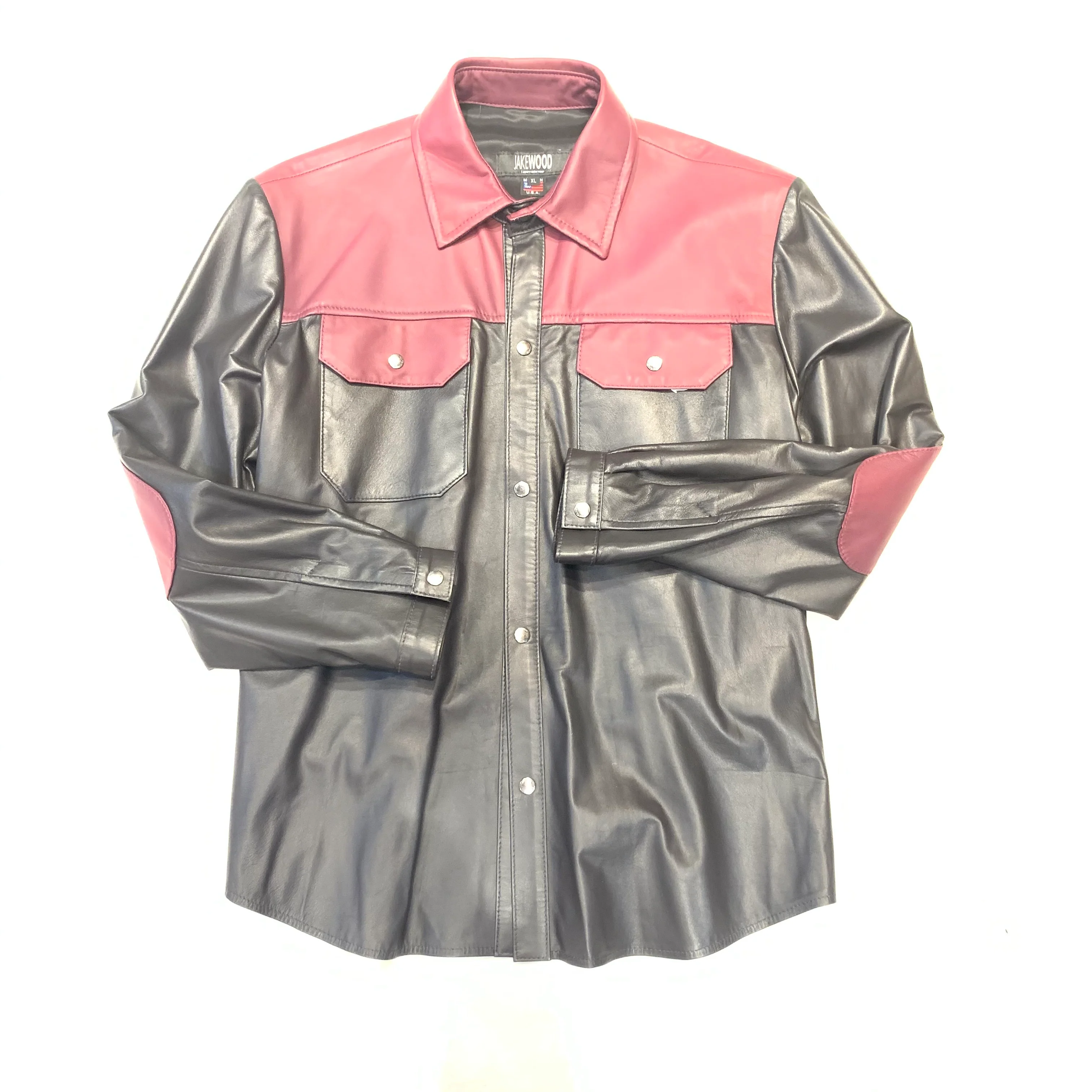 Kashani Men's Black/Wine LambSkin Shirt - Image 2