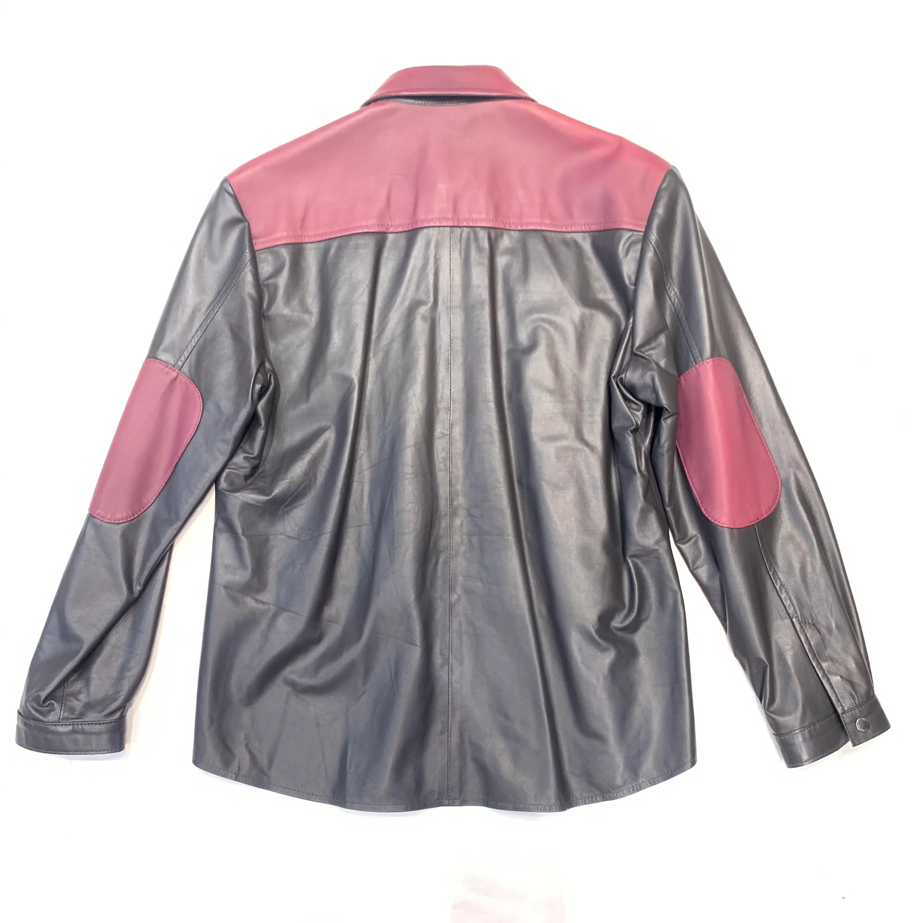 Kashani Men's Black/Wine LambSkin Shirt - Image 3